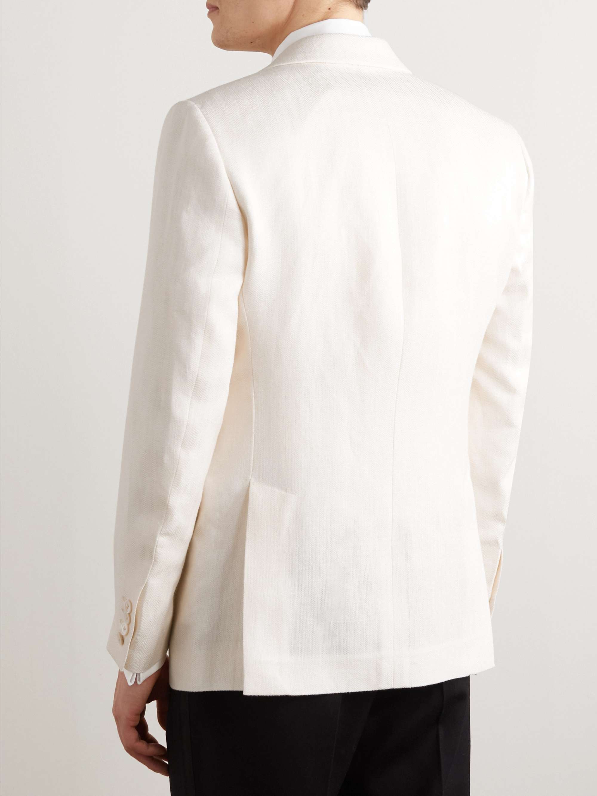 FAVOURBROOK Randwick Herringbone Linen and Silk-Blend Tuxedo Jacket