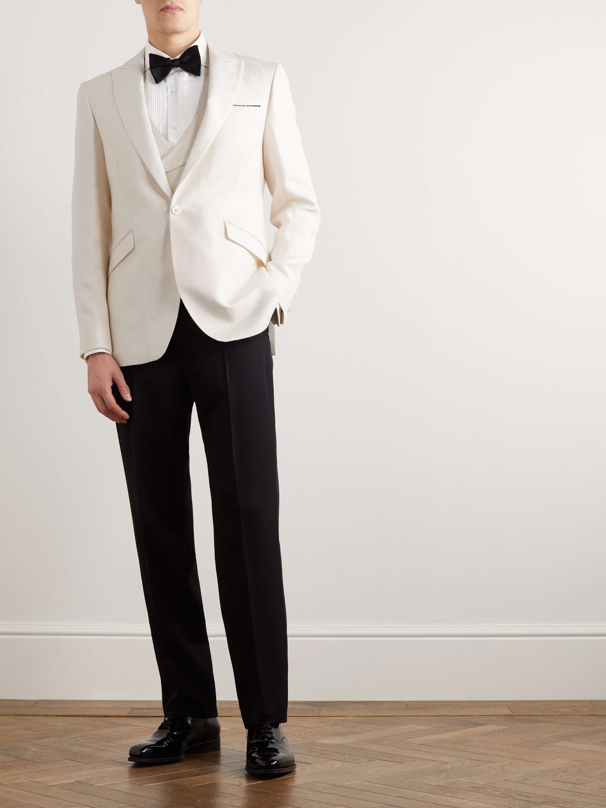 FAVOURBROOK Randwick Slim-Fit Herringbone Linen and Silk-Blend Tuxedo ...