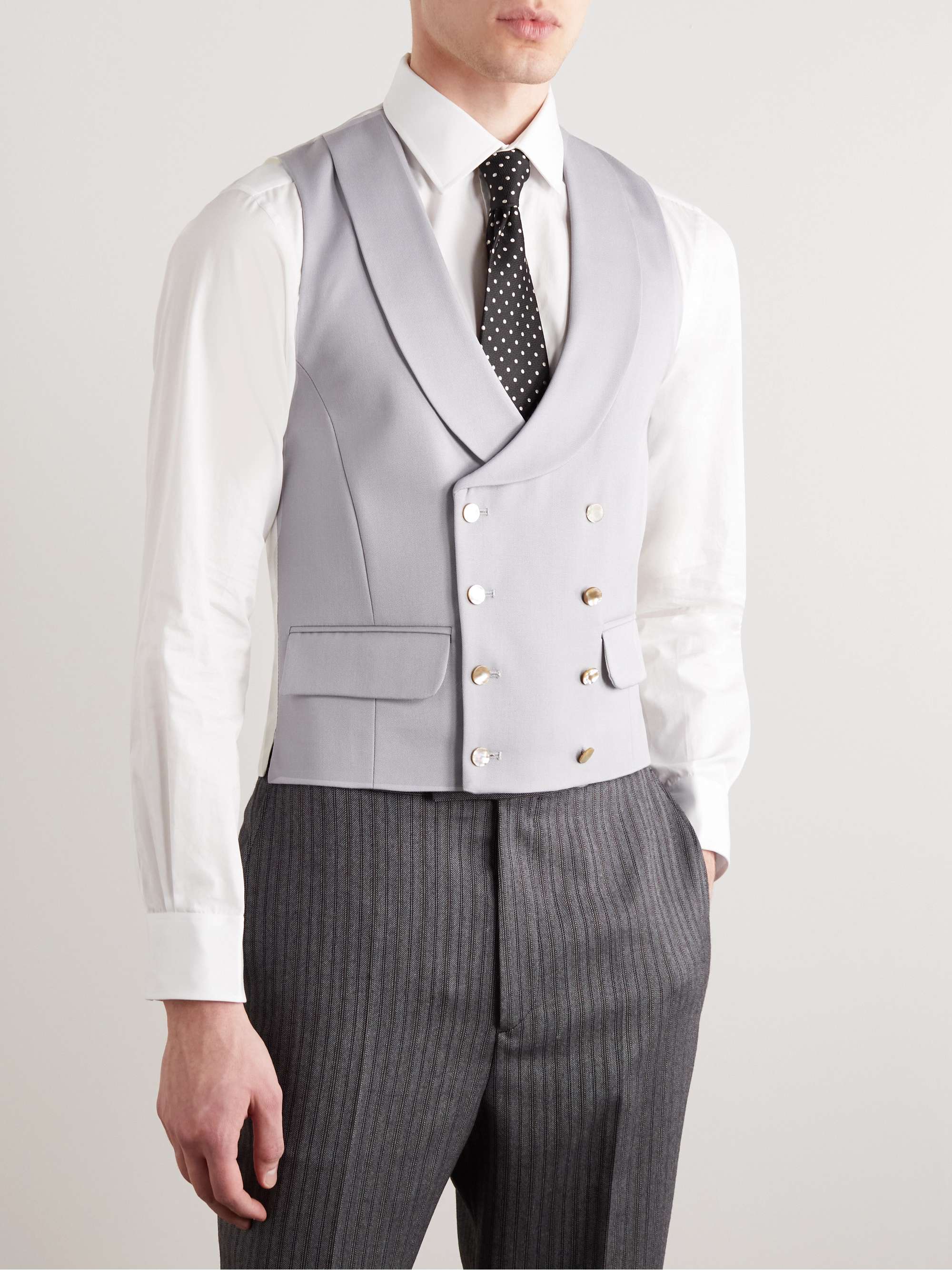 FAVOURBROOK Dukes Slim-Fit Shawl-Lapel Double-Breasted Linen Waistcoat ...