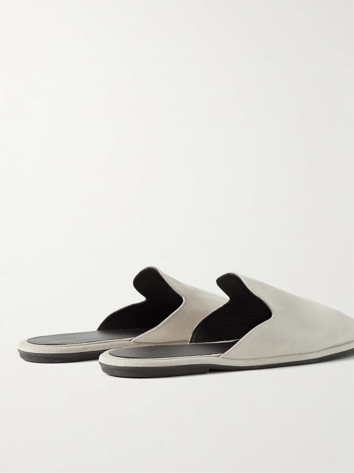 Shop The Row Roger Suede Slides In Neutrals