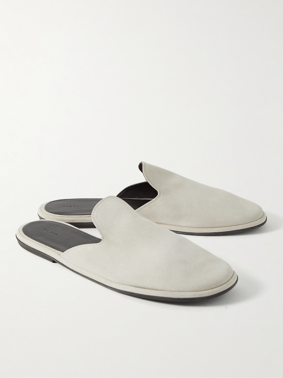Shop The Row Roger Suede Slides In Neutrals