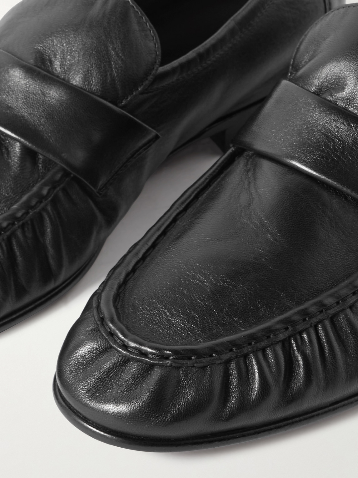 The Row Leather Loafers In Black