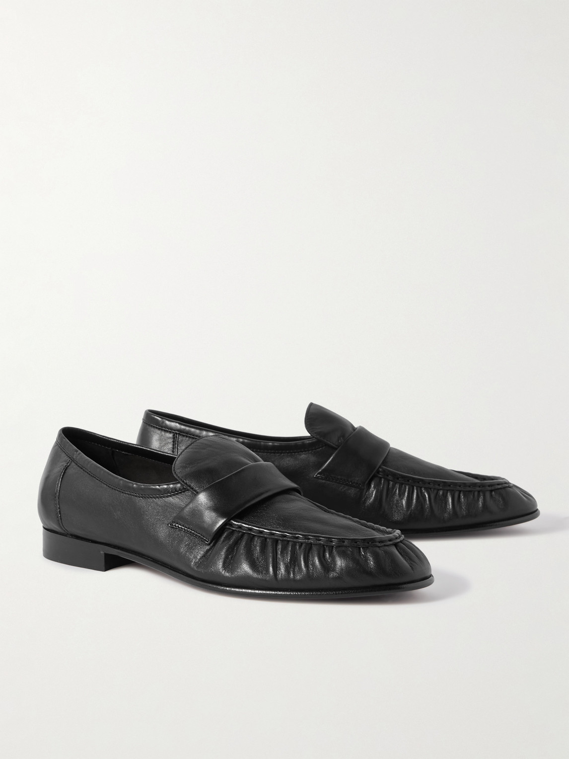 The Row Leather Loafers In Black