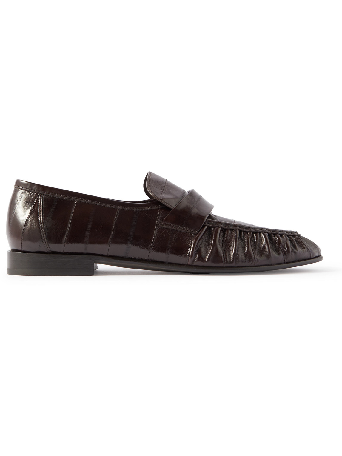The Row Leather Loafers In Dark Brown