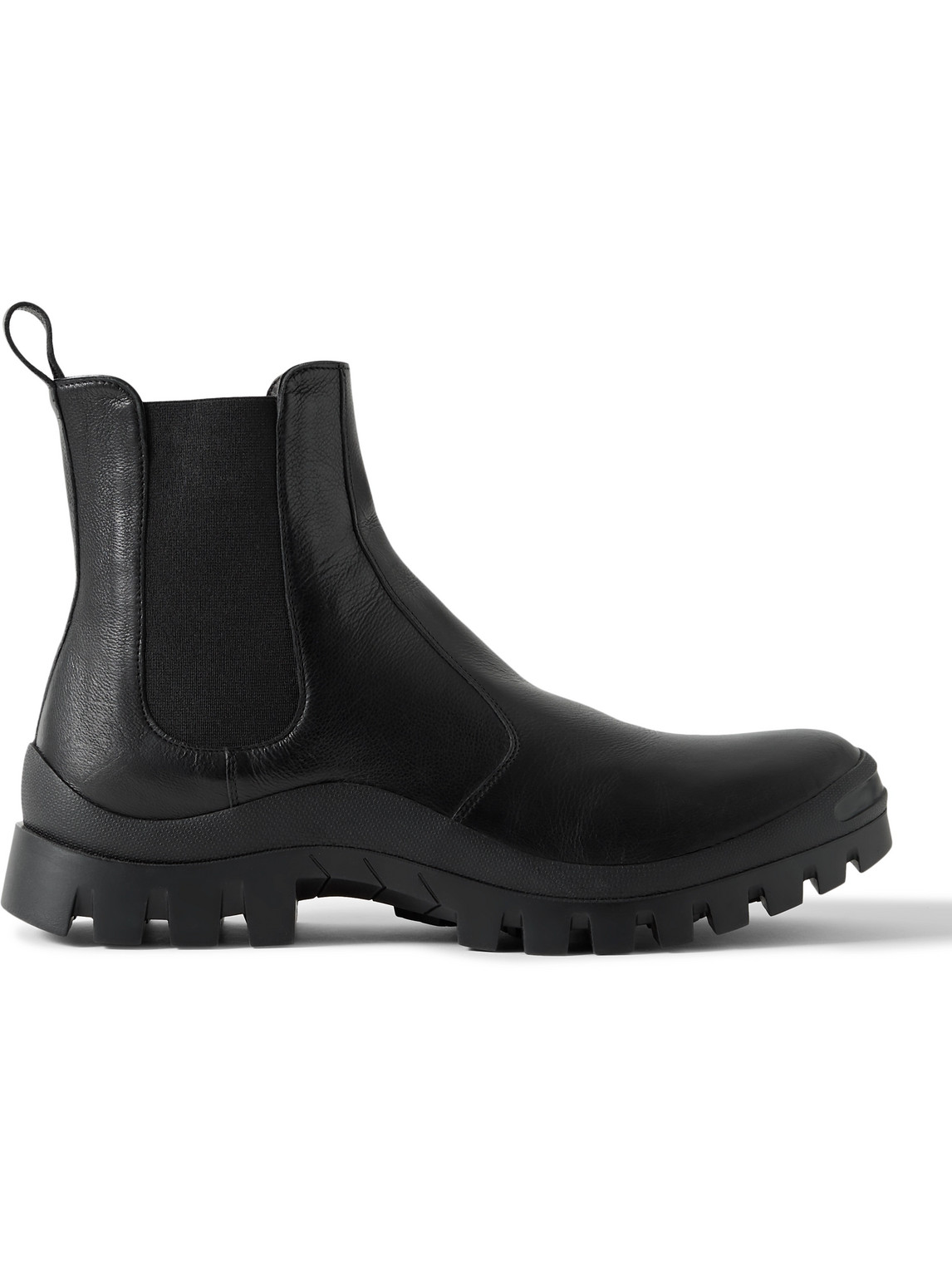 The Row Greta Textured-leather Chelsea Boots In Black