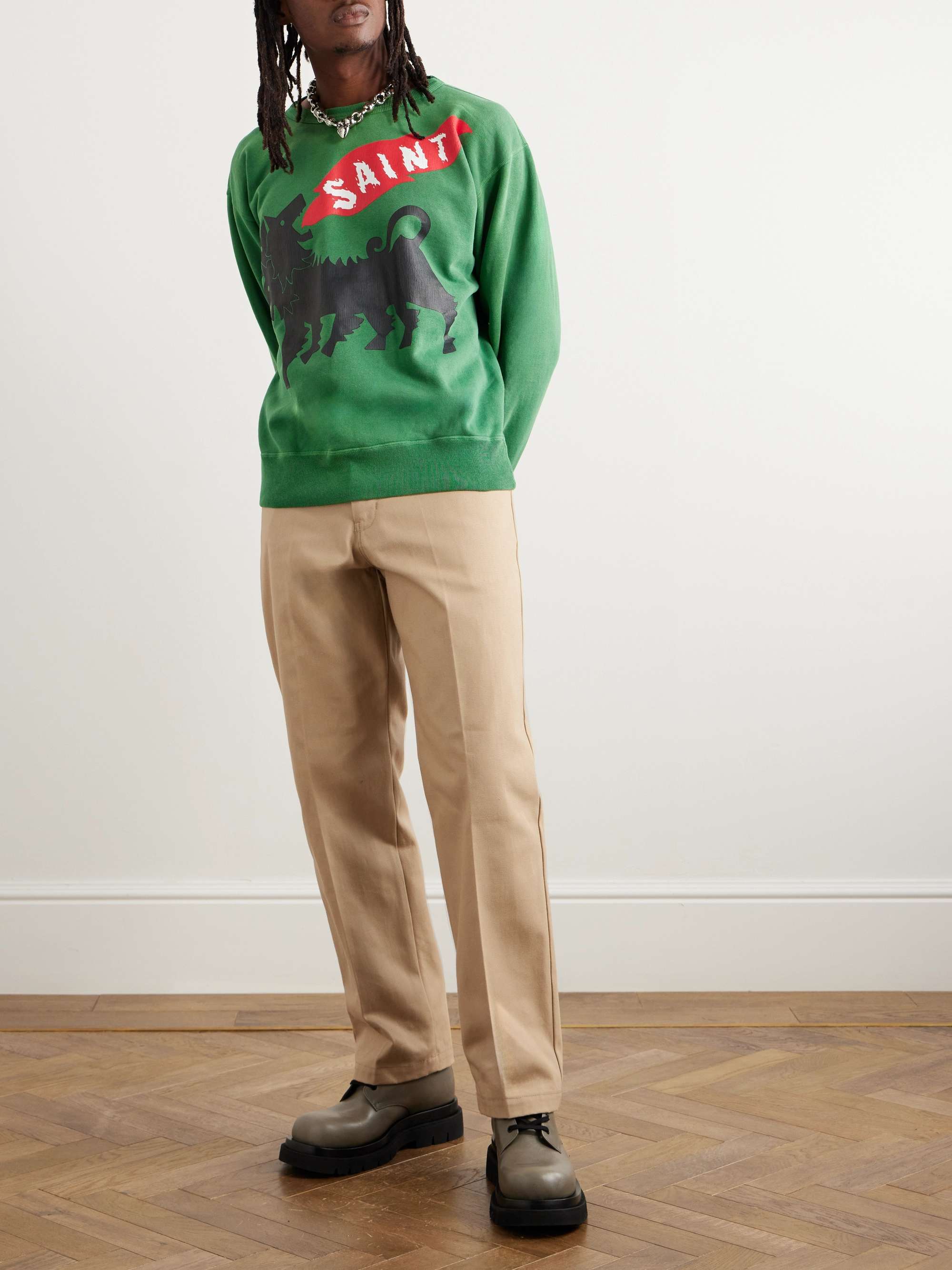 SAINT MXXXXXX Straight-Leg Pleated Cotton-Canvas Trousers