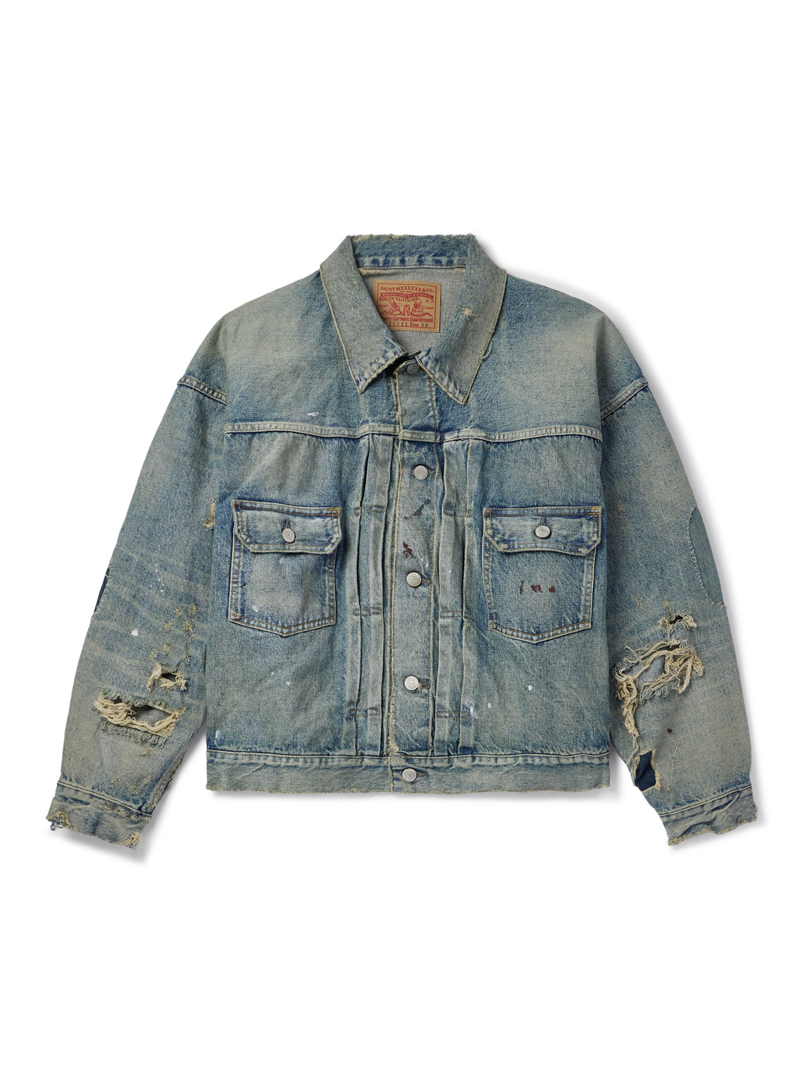 Saint Mxxxxxx Distressed Denim Jacket In Blue