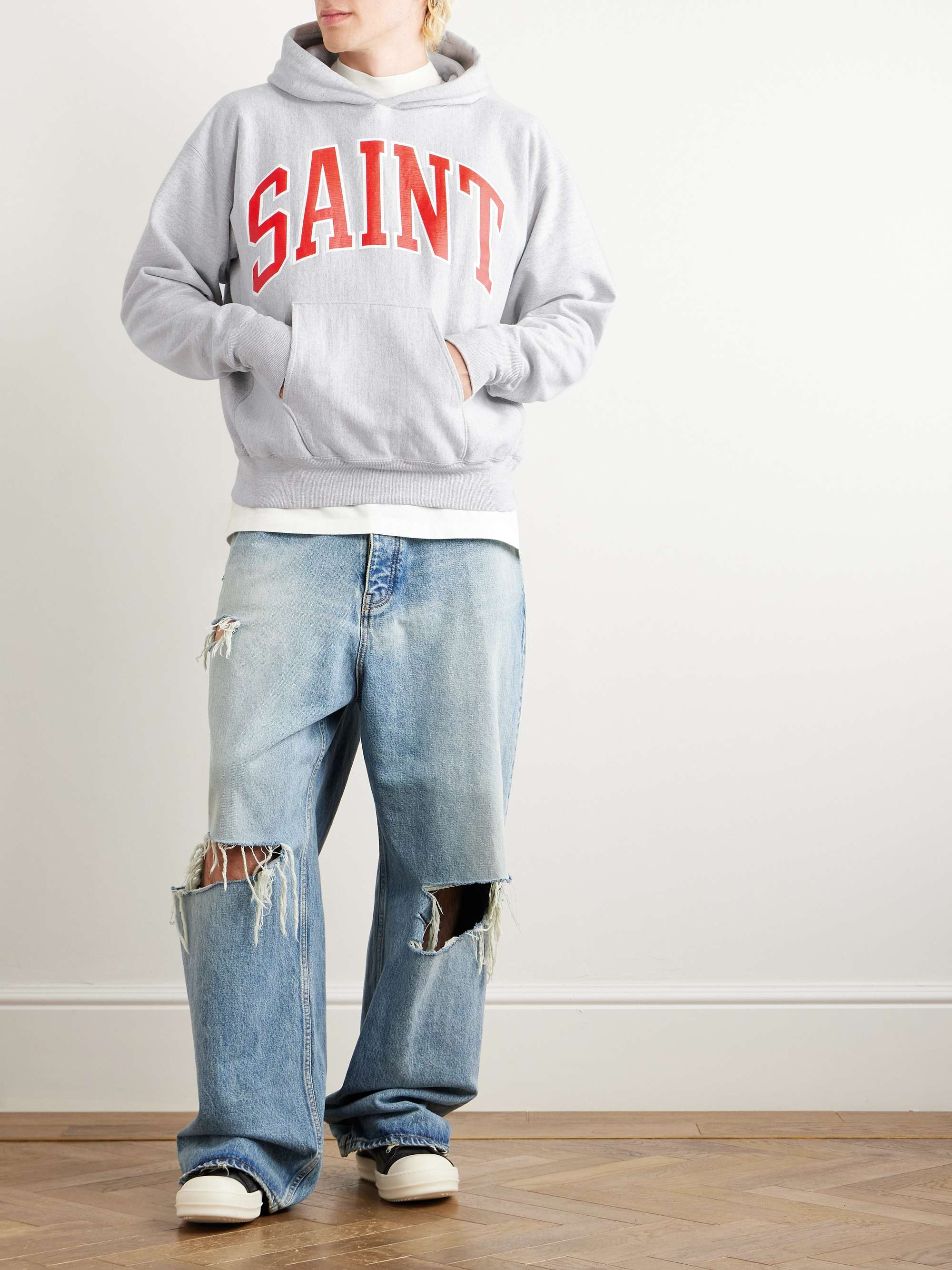 SAINT MXXXXXX Logo-Print Cotton-Blend Jersey Hoodie for Men 