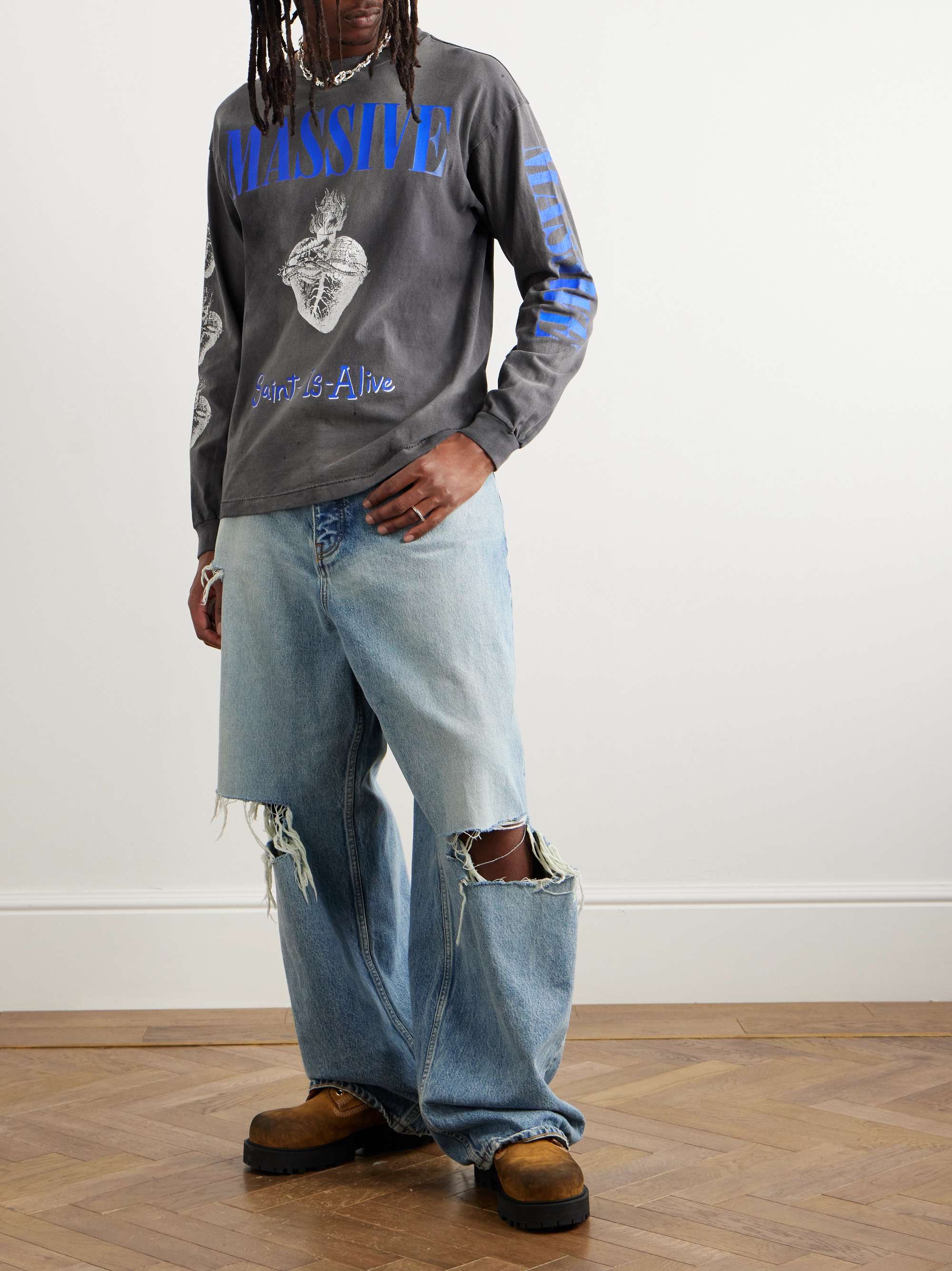 SAINT MXXXXXX Massive Hearts Printed Cotton-Jersey T-Shirt for Men | MR ...