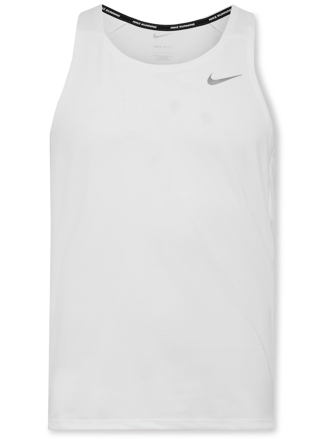 Nike Fast Slim-fit Dri-fit Mesh Tank Top In White