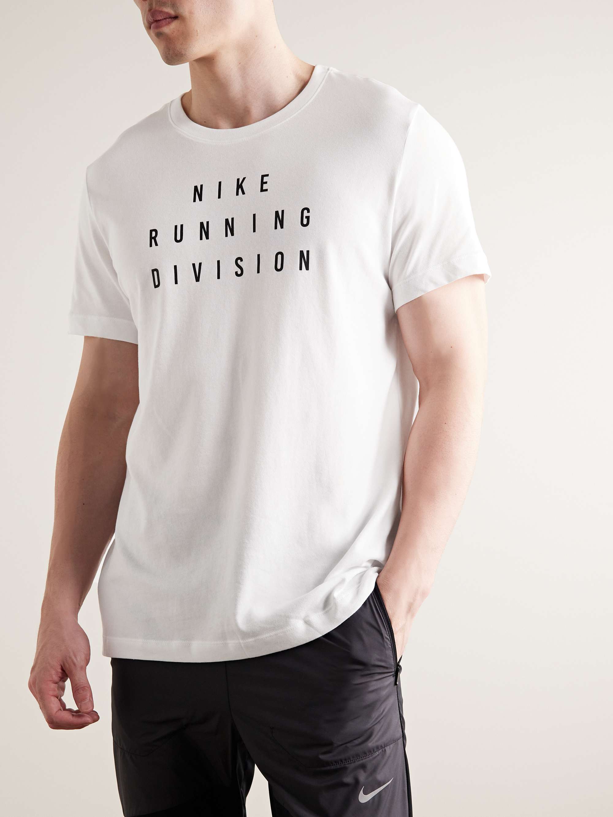 NIKE RUNNING Run Division Logo-Print Cotton-Blend Dri-FIT T-Shirt