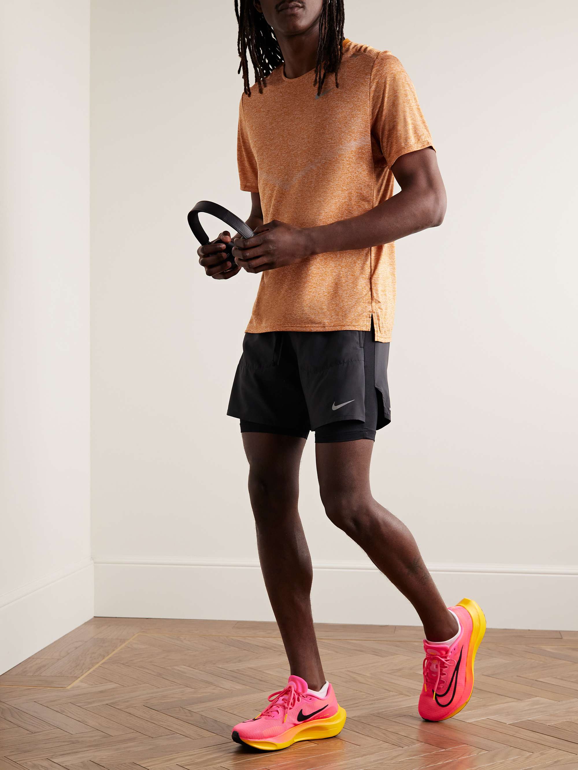 NIKE RUNNING Rise 365 Logo-Print Space-Dyed Dri-FIT Running T-Shirt
