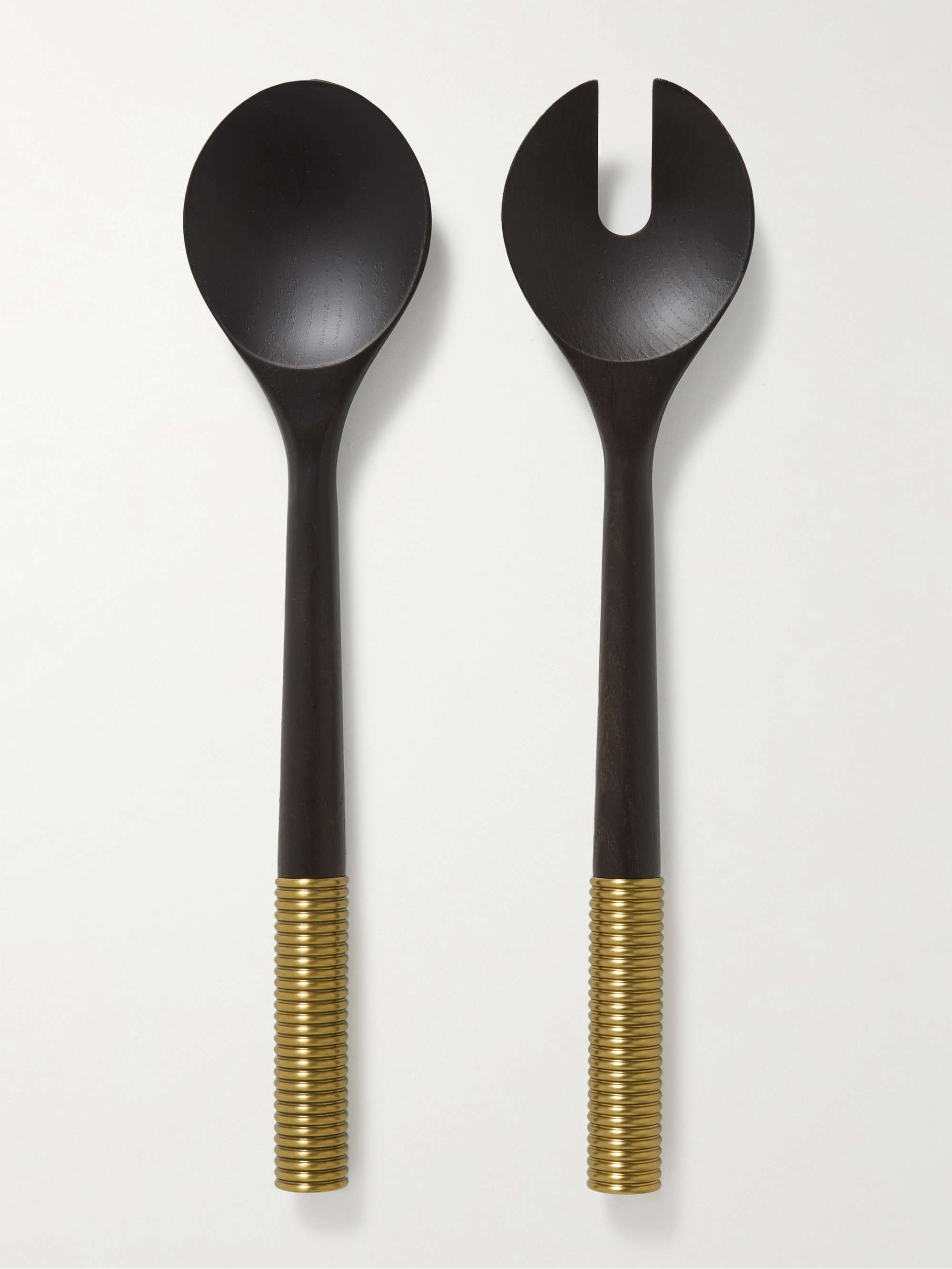 L'OBJET Alhambra Set of Two Smoked Ash and Gold-Tone Serving Spoons for Men