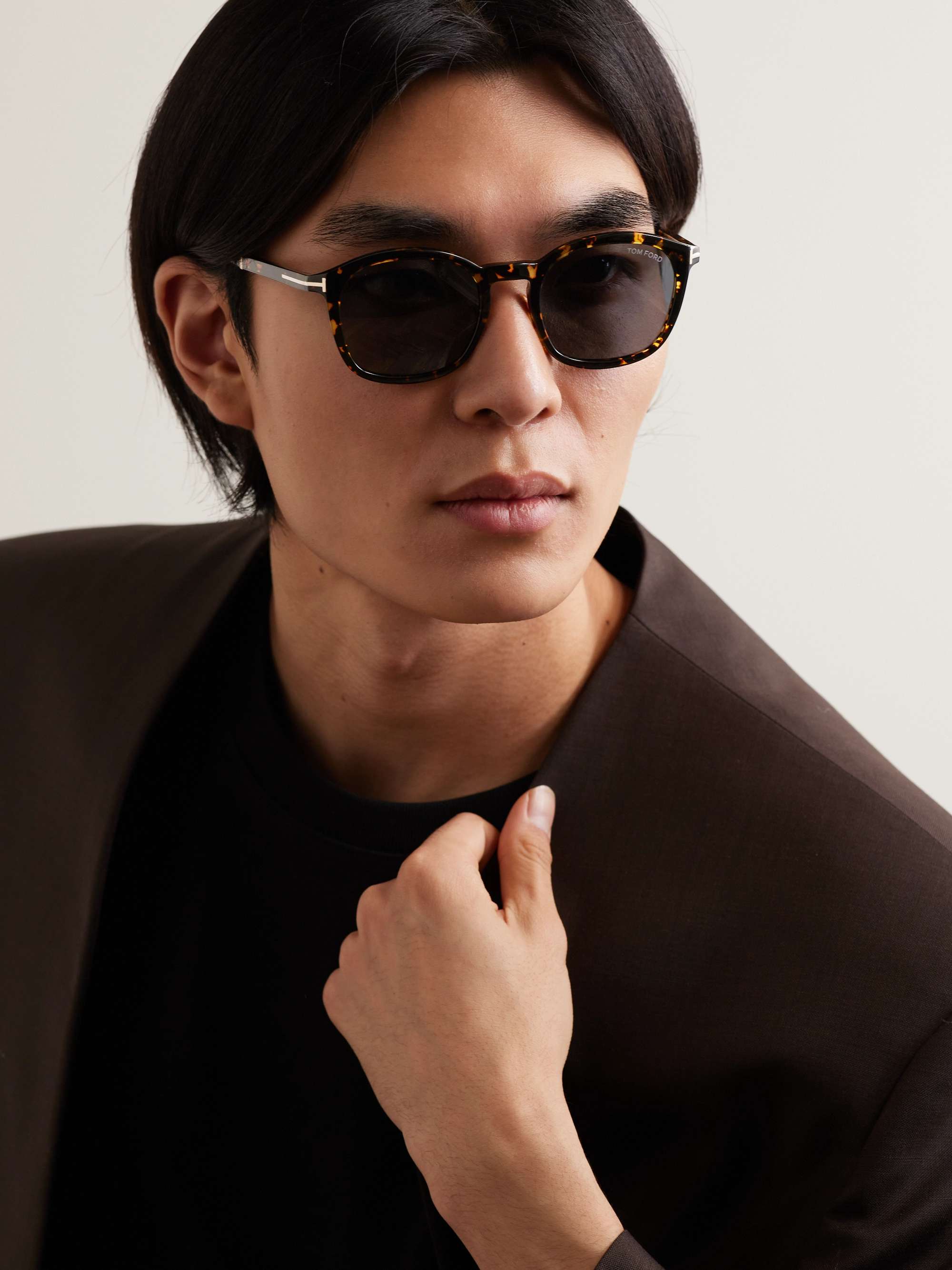 TOM FORD EYEWEAR Round-Frame Tortoiseshell Acetate Sunglasses