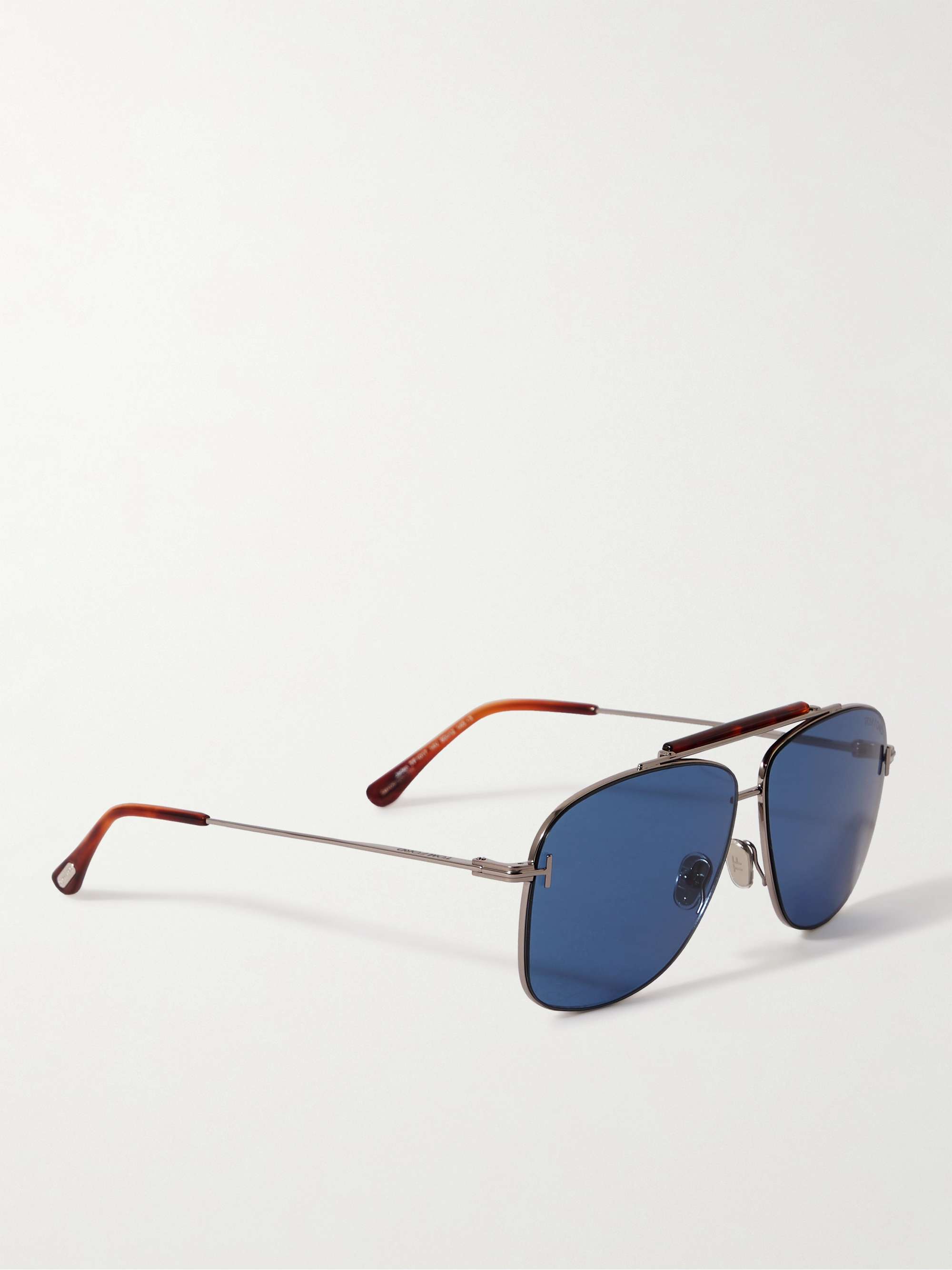 TOM FORD Aviator-Style Silver-Tone and Tortoiseshell Acetate Sunglasses