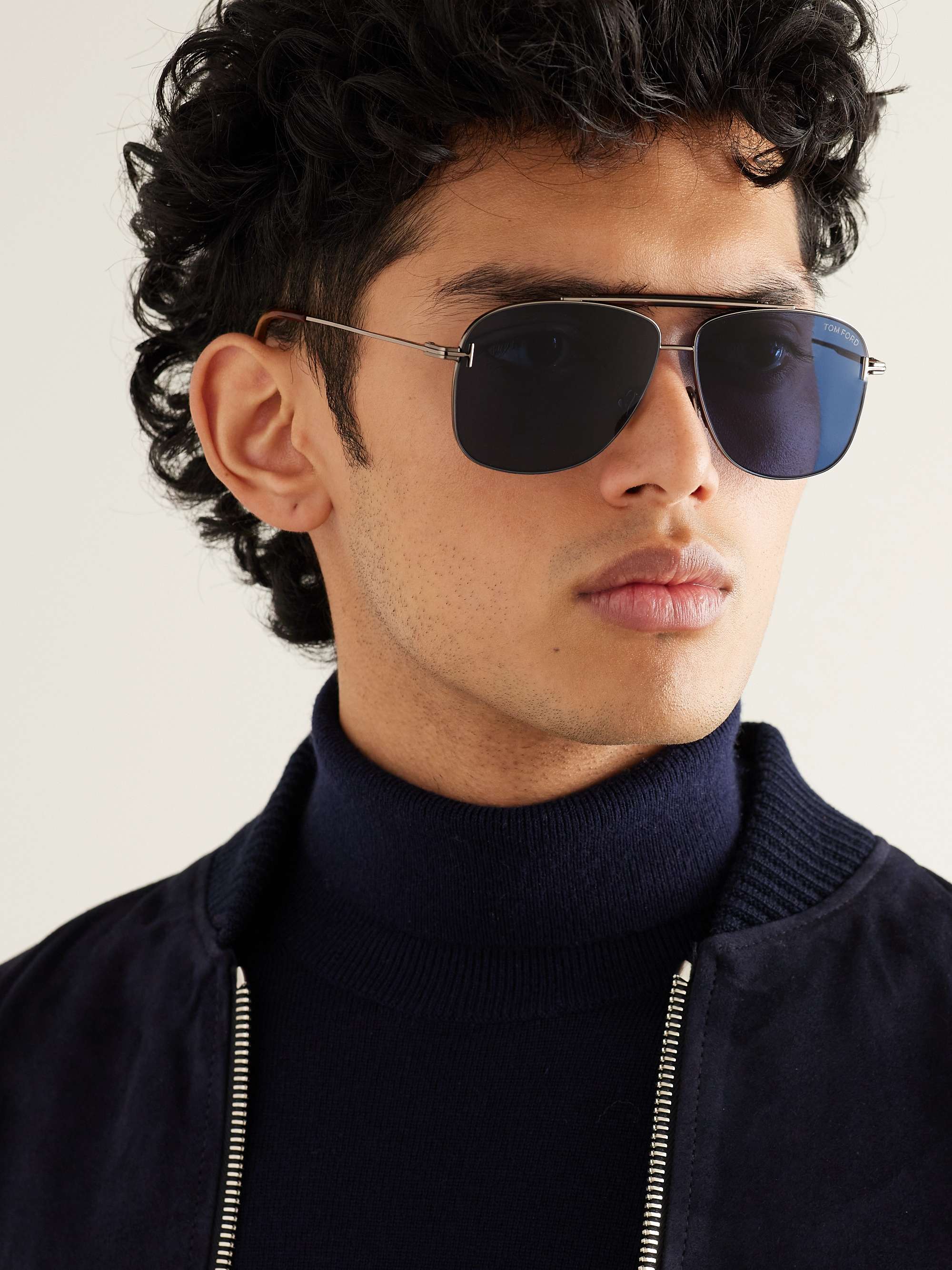 TOM FORD EYEWEAR Aviator-Style Silver-Tone Tortoiseshell Acetate Sunglasses for Men | MR PORTER