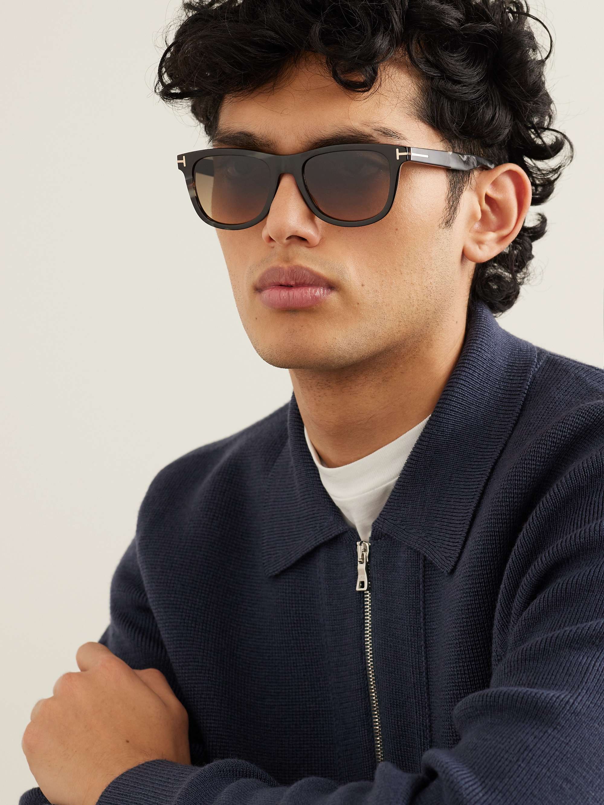 TOM FORD Square-Frame Horn Sunglasses