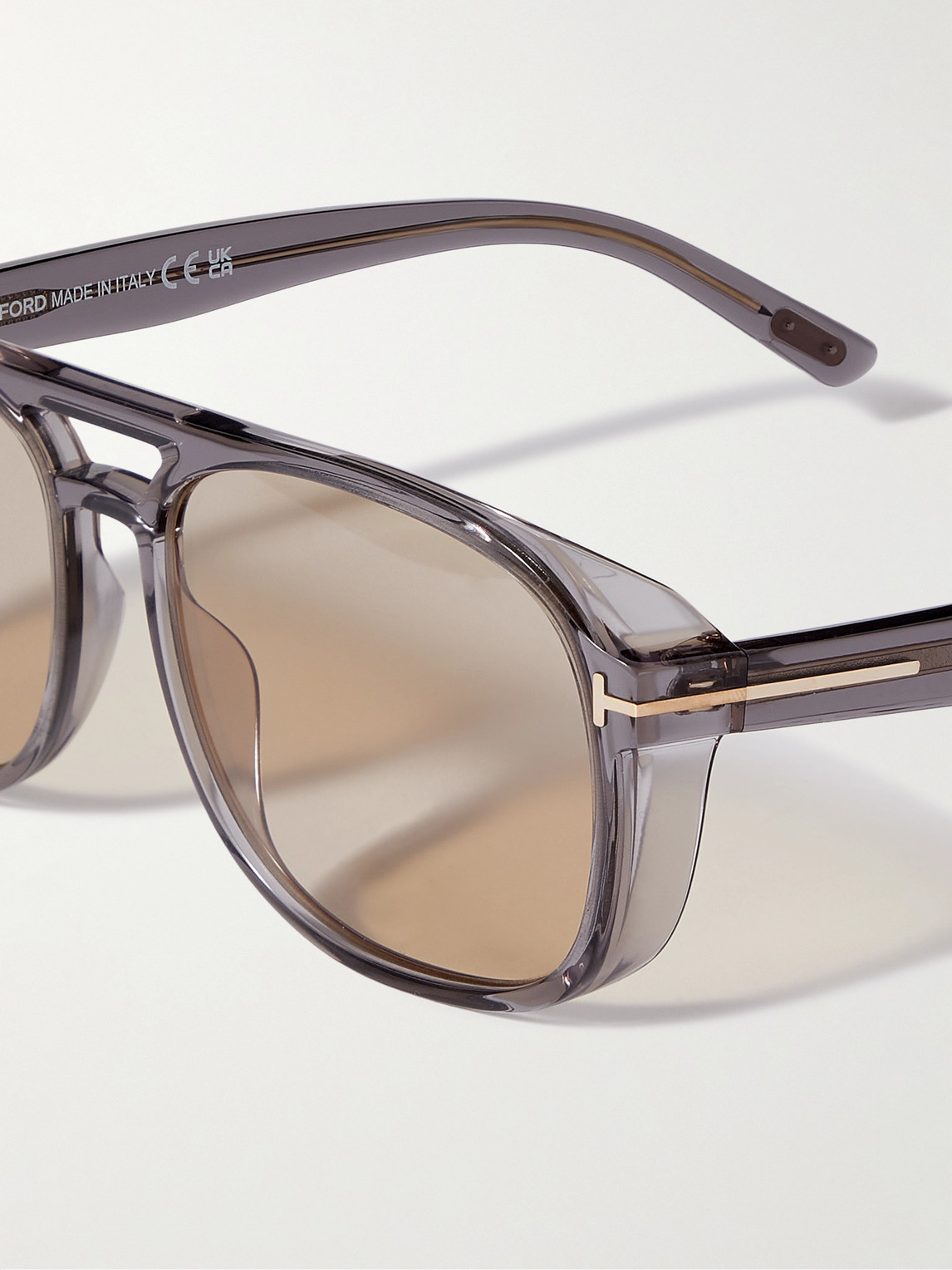 Shop Tom Ford Aviator-style Acetate Sunglasses In Gray