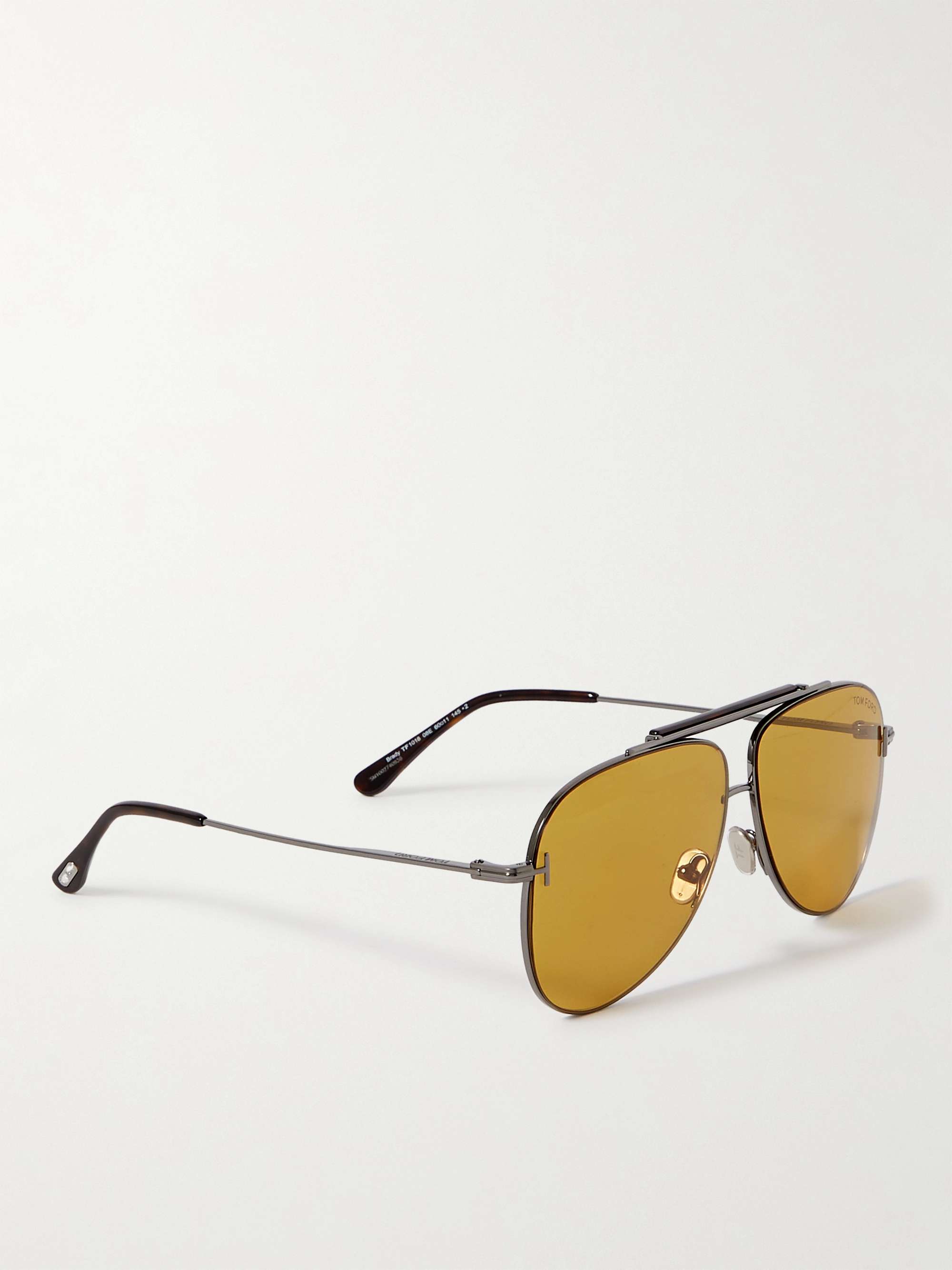 TOM FORD Aviator-Style Silver-Tone and Tortoiseshell Acetate Sunglasses
