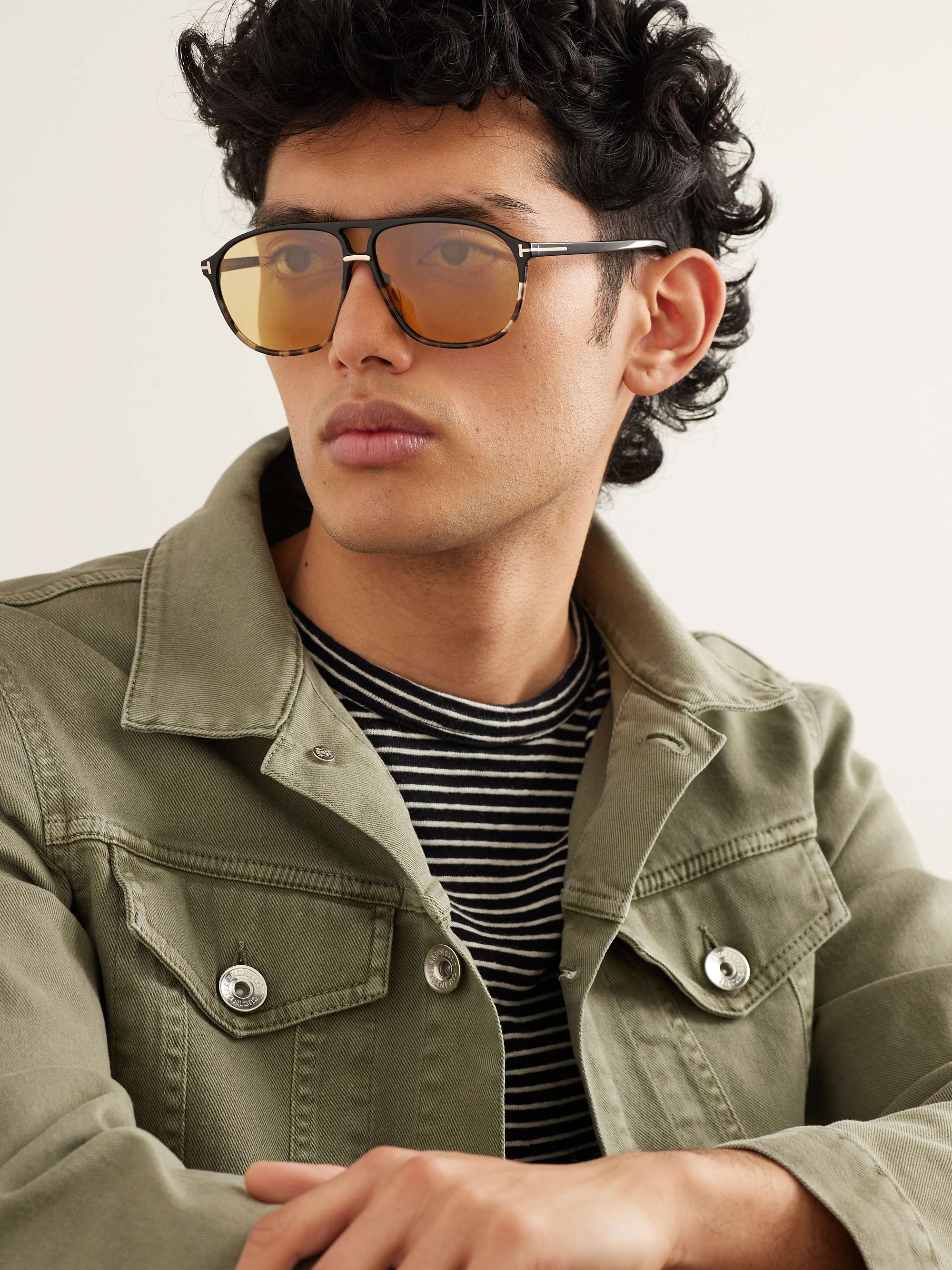 TOM FORD Aviator-Style Tortoiseshell Acetate Sunglasses