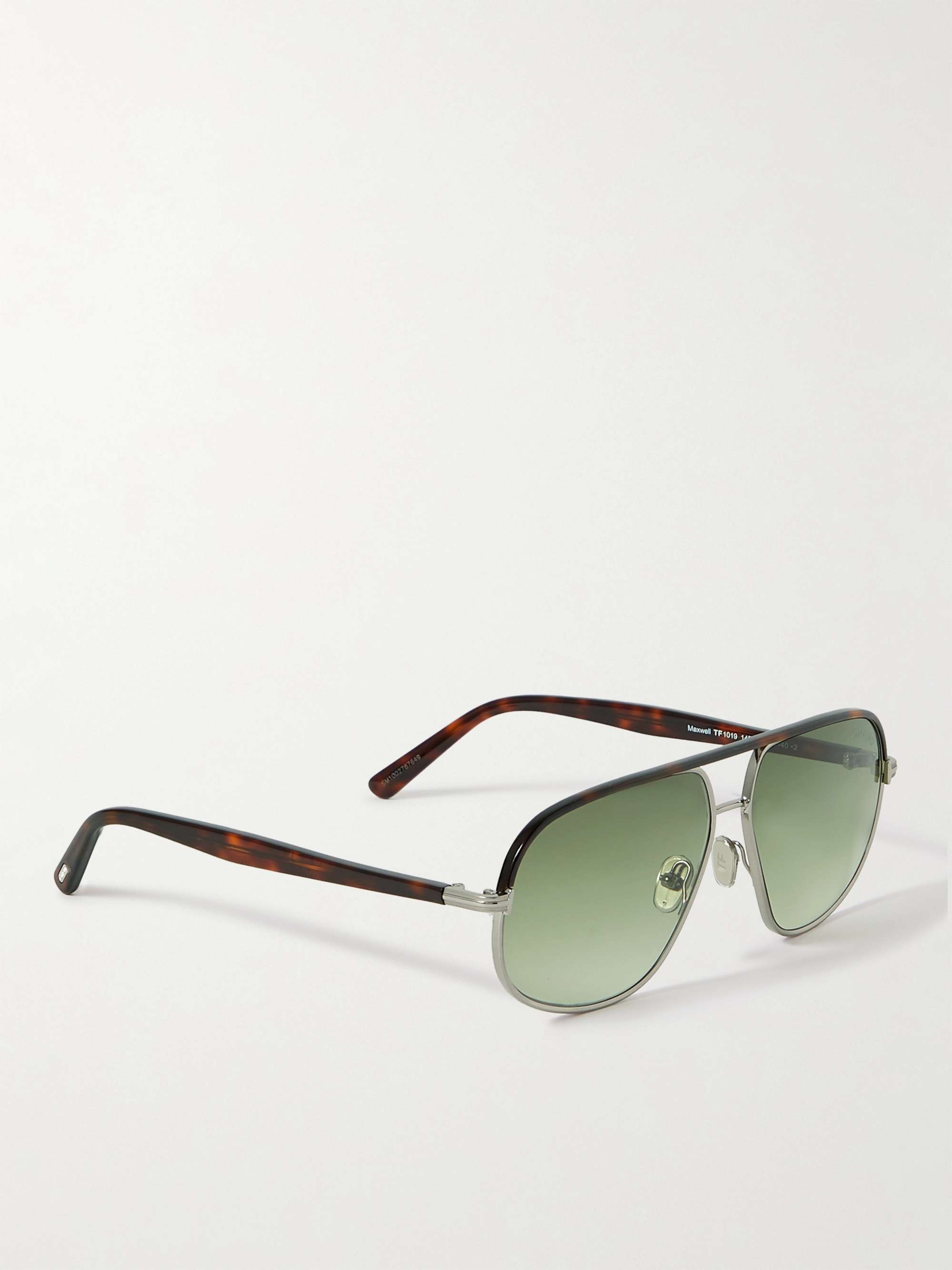 TOM FORD Aviator-Style Silver-Tone and Tortoiseshell Acetate Sunglasses