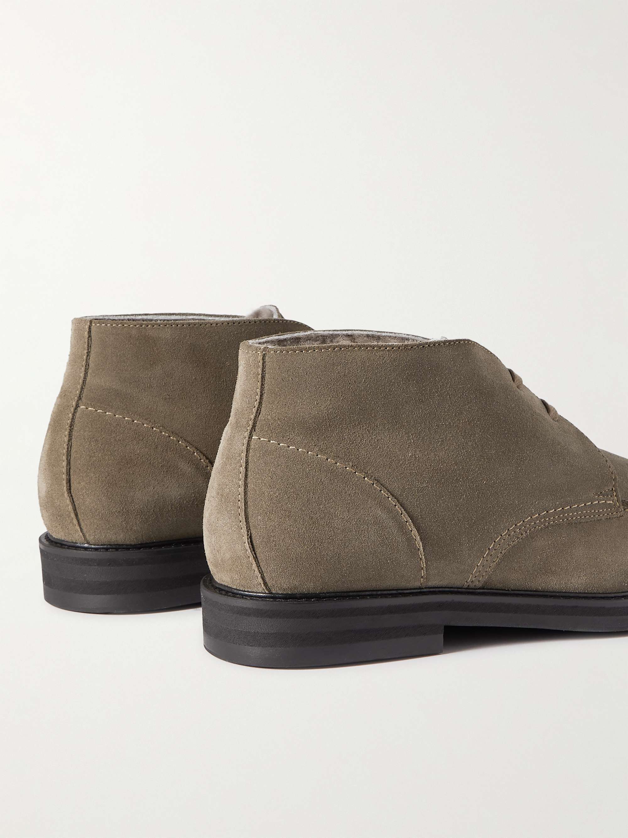 MR P. Andrew Split-Toe Shearling-Lined Waxed-Suede Chukka Boots for Men ...