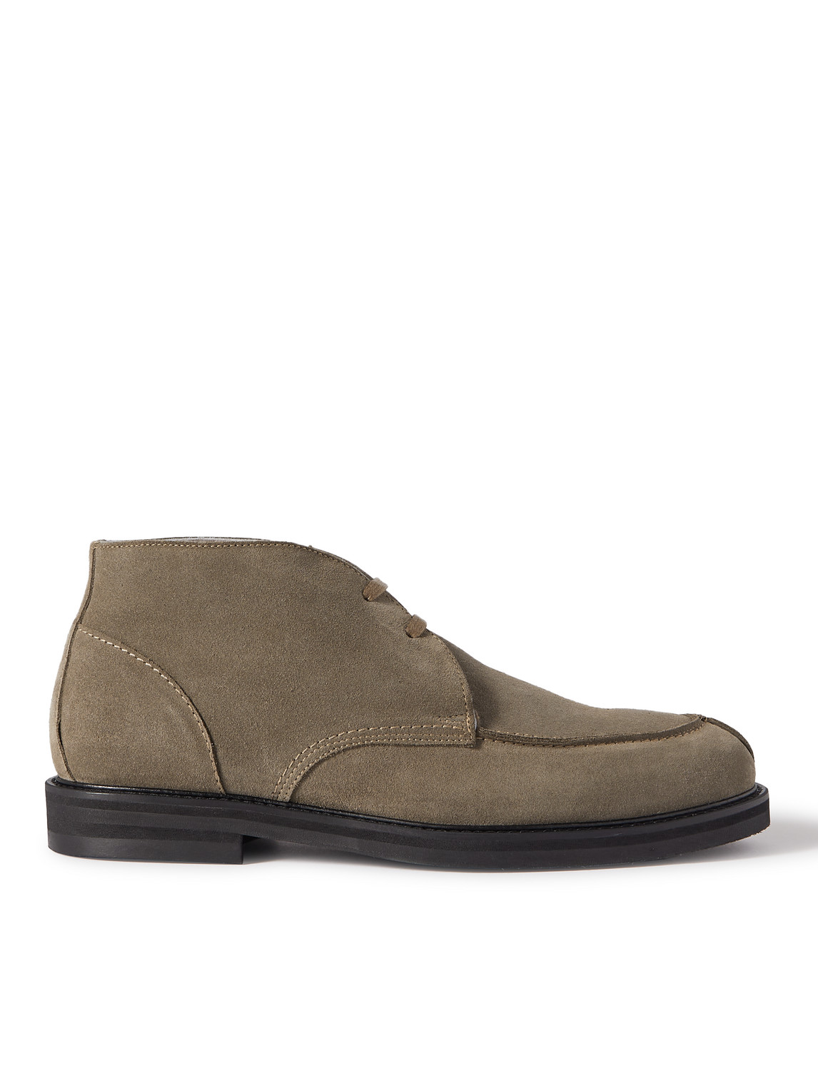 Mr P Andrew Split-toe Shearling-lined Waxed-suede Chukka Boots In Brown
