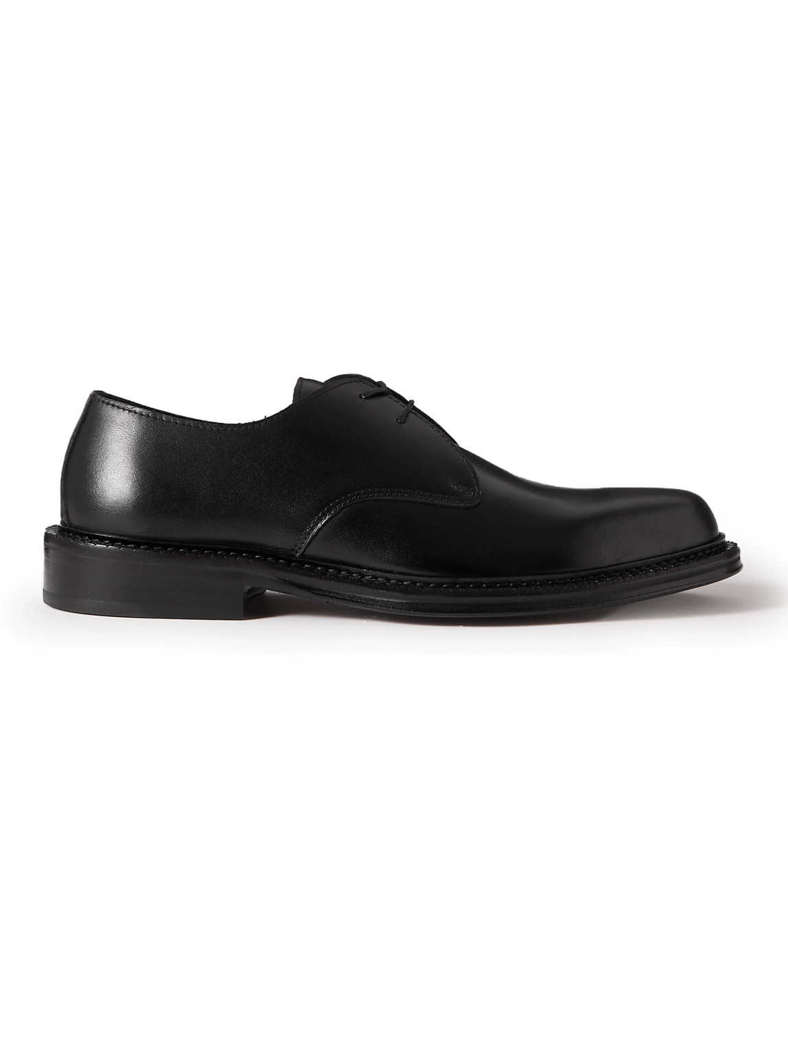 Mr P James Polished-leather Derby Shoes In Black