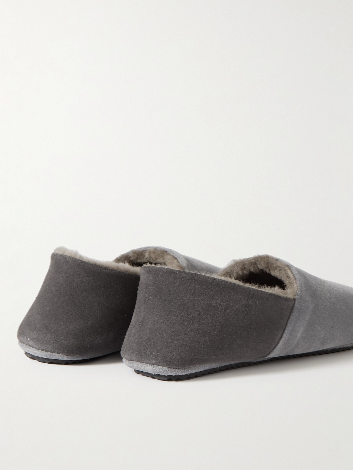 Shop Mr P Babouche Shearling-lined Suede Slippers In Gray