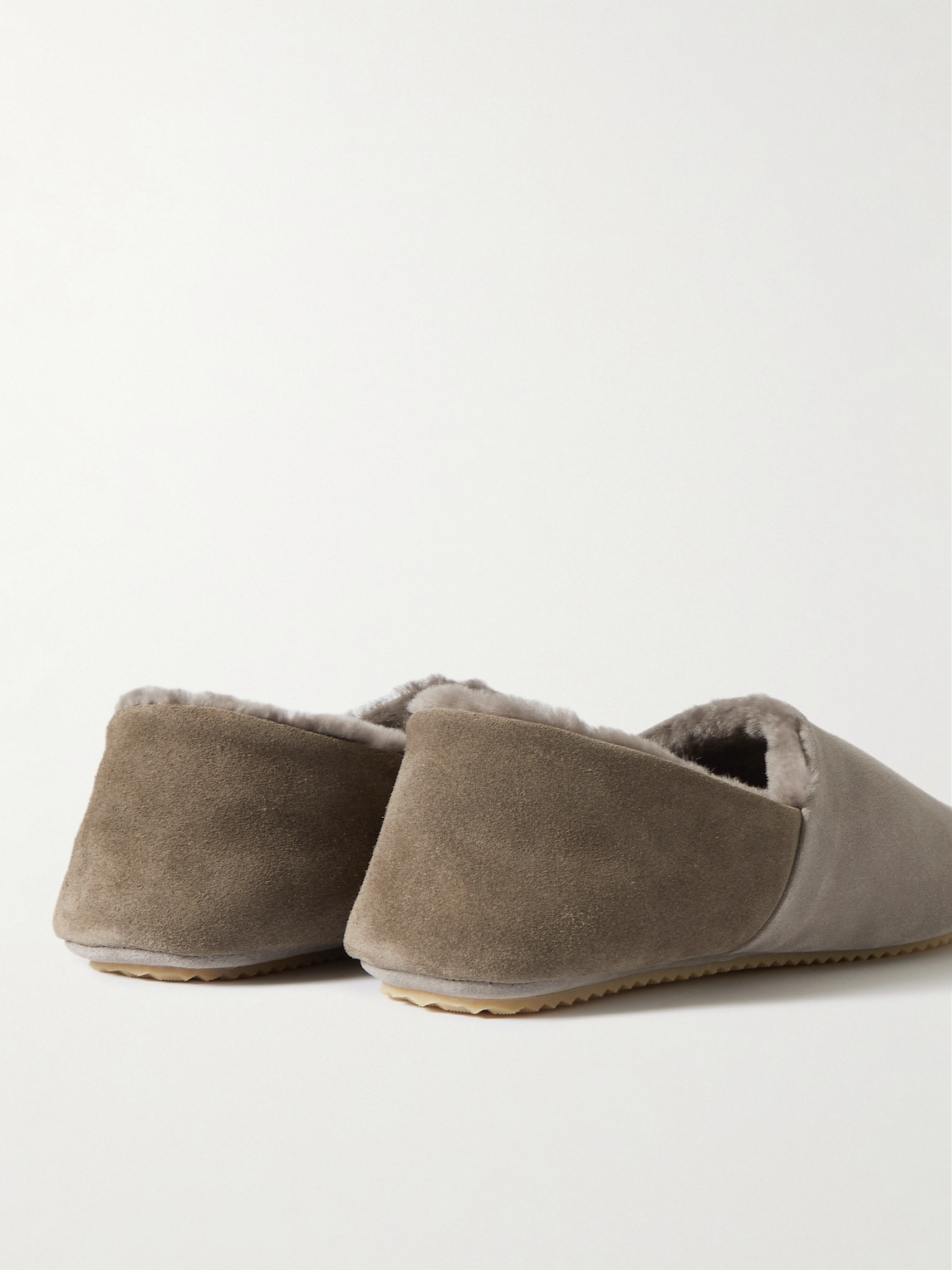 Shop Mr P Babouche Shearling-lined Suede Slippers In Brown