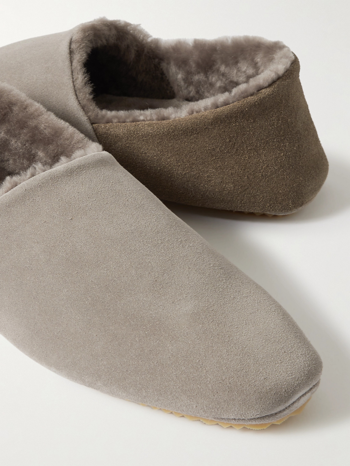 Shop Mr P Babouche Shearling-lined Suede Slippers In Brown