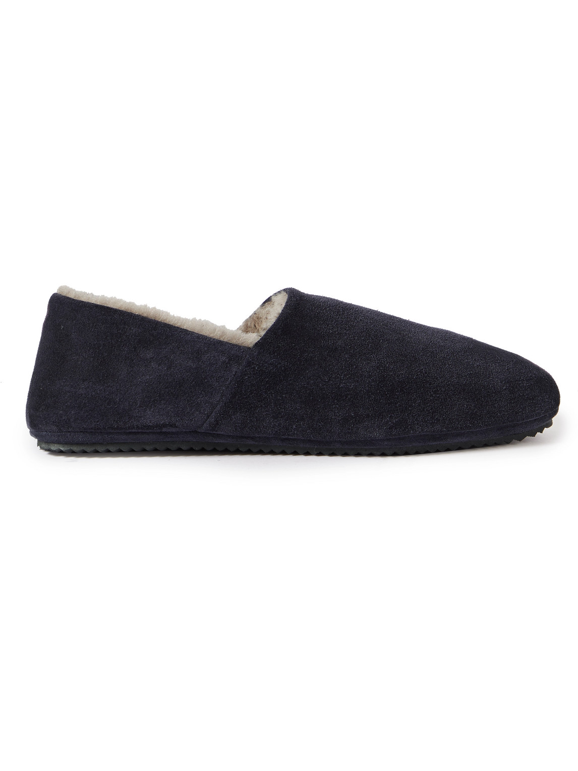 Mr P Babouche Shearling-lined Suede Slippers In Blue