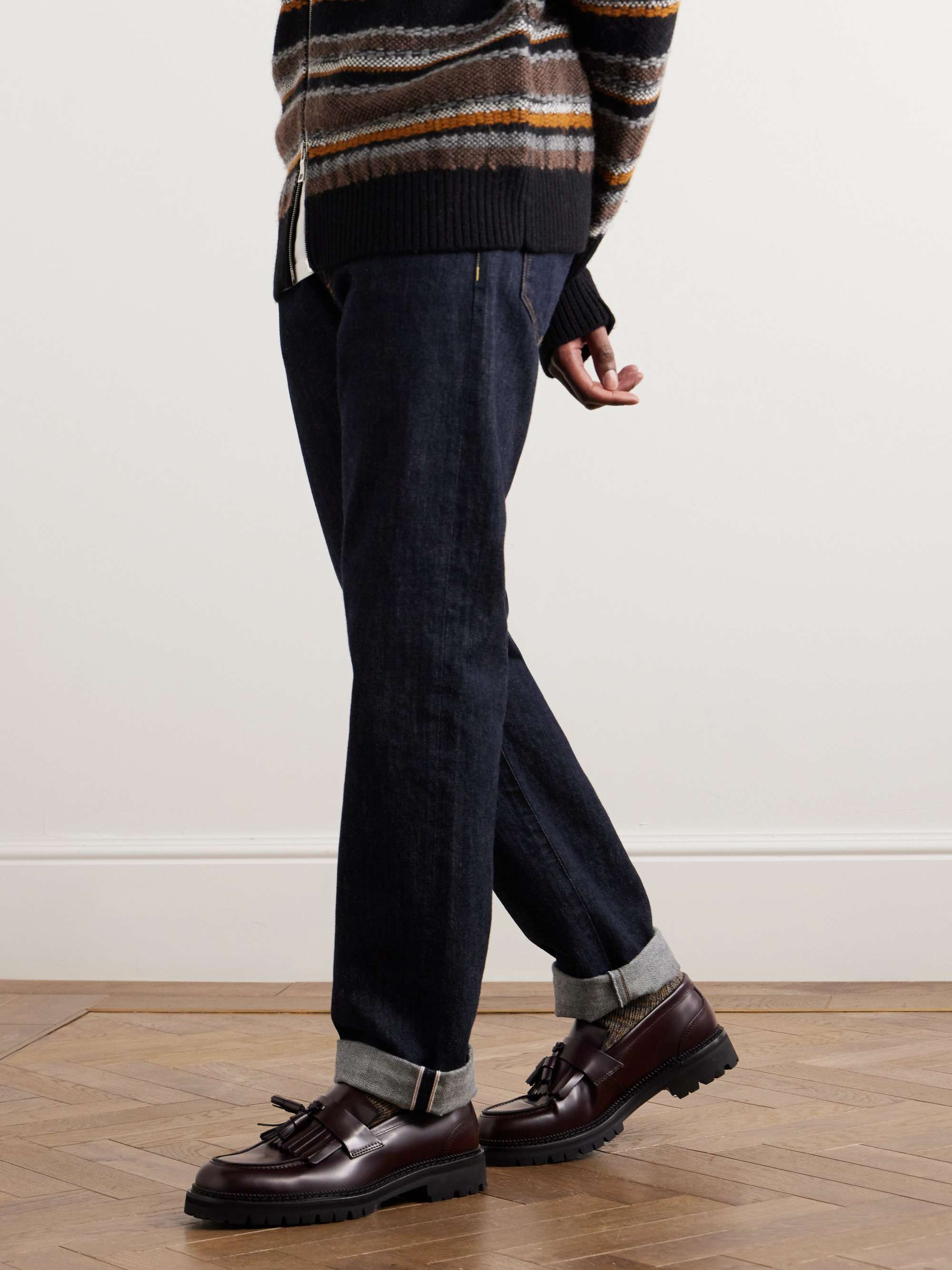 Fringed leather loafers
