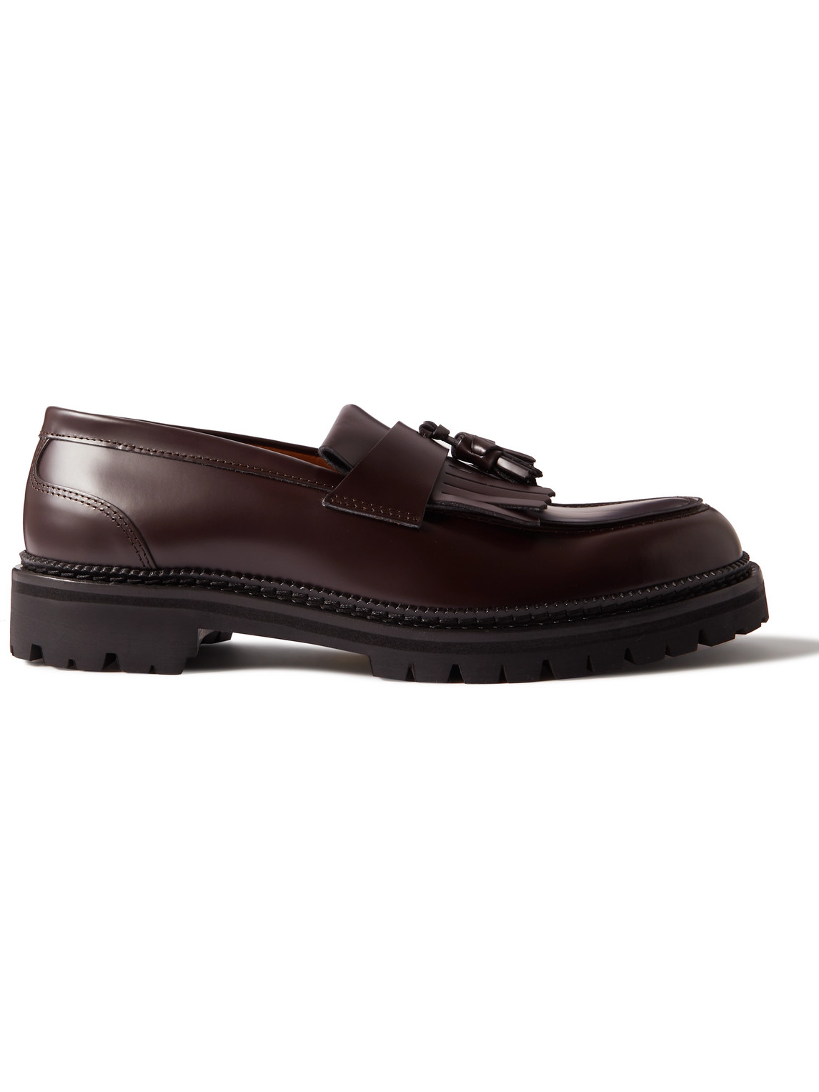 Mr P Jacques Fringed Tasselled Leather Loafers In Burgundy