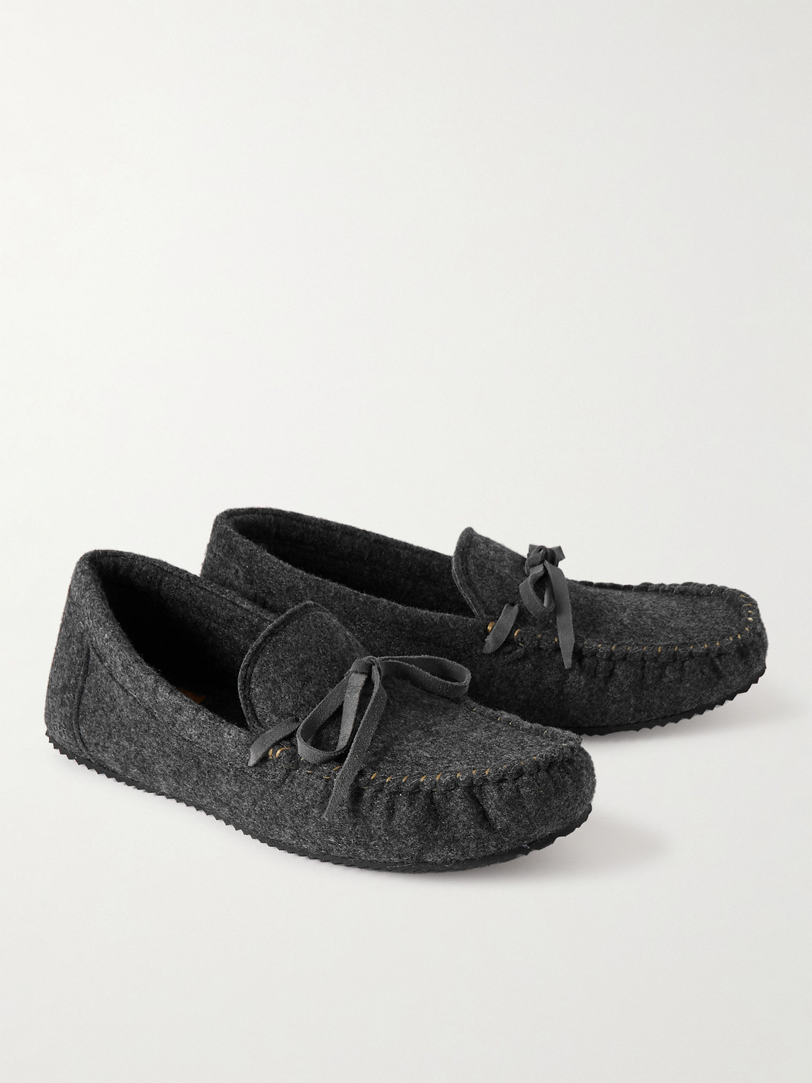 Shop Mr P Recycled-felt Slippers In Gray