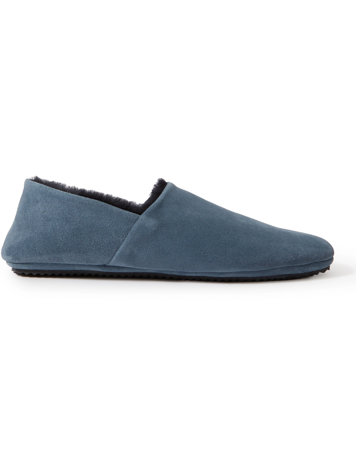 Mr P. Babouche Shearling-lined Suede Slippers In Blue