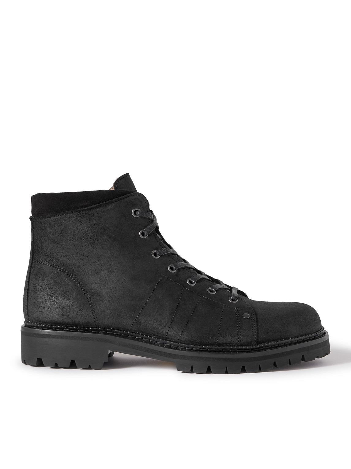 Mr P Jacques Waxed-suede Boots In Black