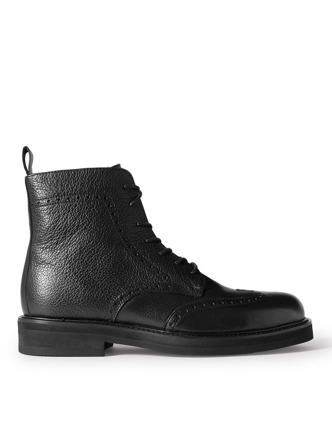 Mr P Jacques Full-grain Leather Brogue Boots In Black