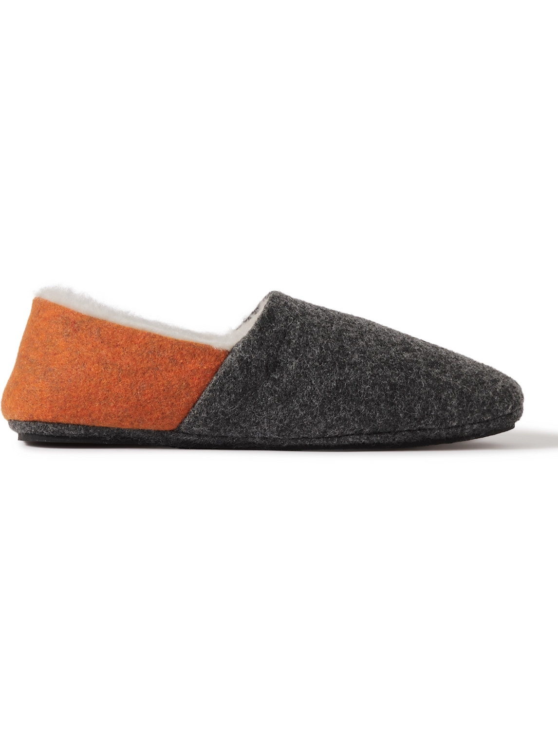 Mr P Fleece-lined Two-tone Recycled-felt Slippers In Orange