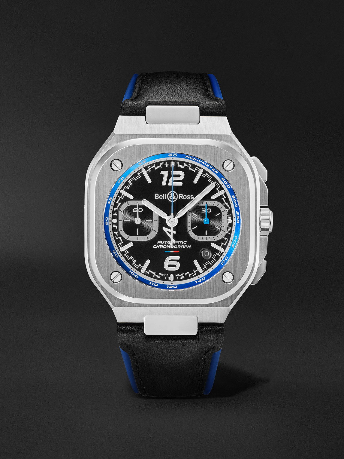 Bell & Ross BR 05 Alpine Automatic Chronograph 42mm Stainless Steel and Leather Watch, Ref. No. BR05C-A523-ST/SCA - Men