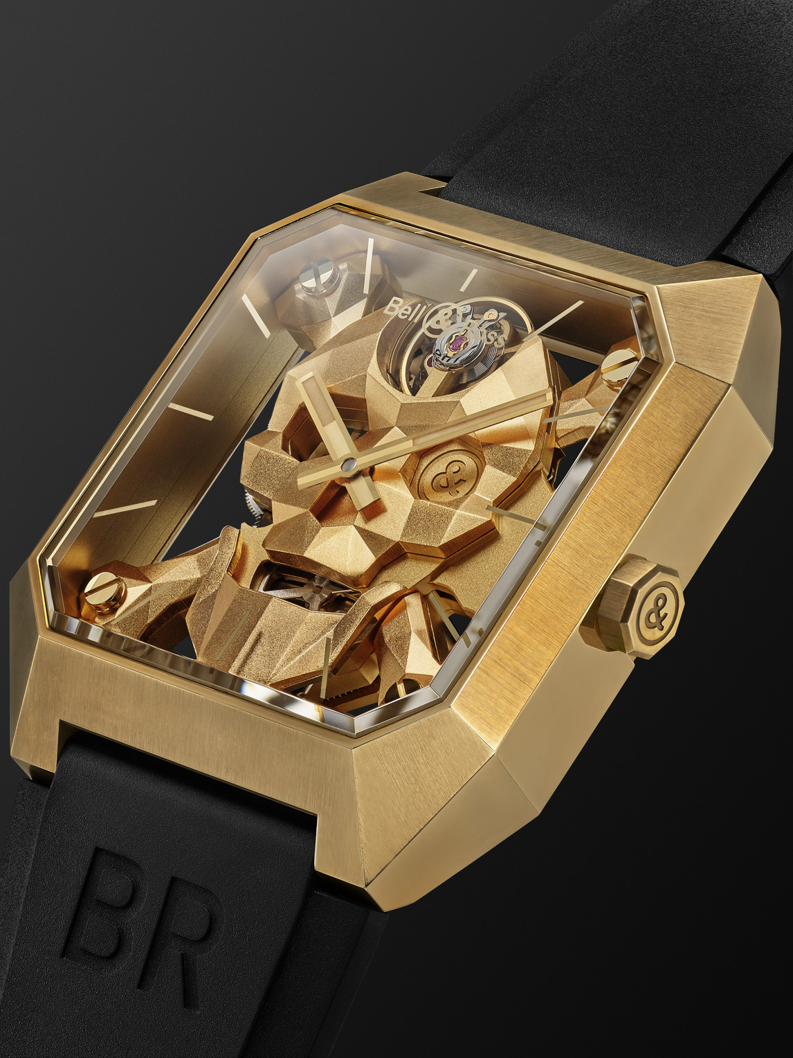  Bell & Ross - Br 01 Cyber Skull Limited Edition Hand-wound 45mm Bronze And Rubber Watch, Ref. No. Br01-csk-br - Men - Metallic 