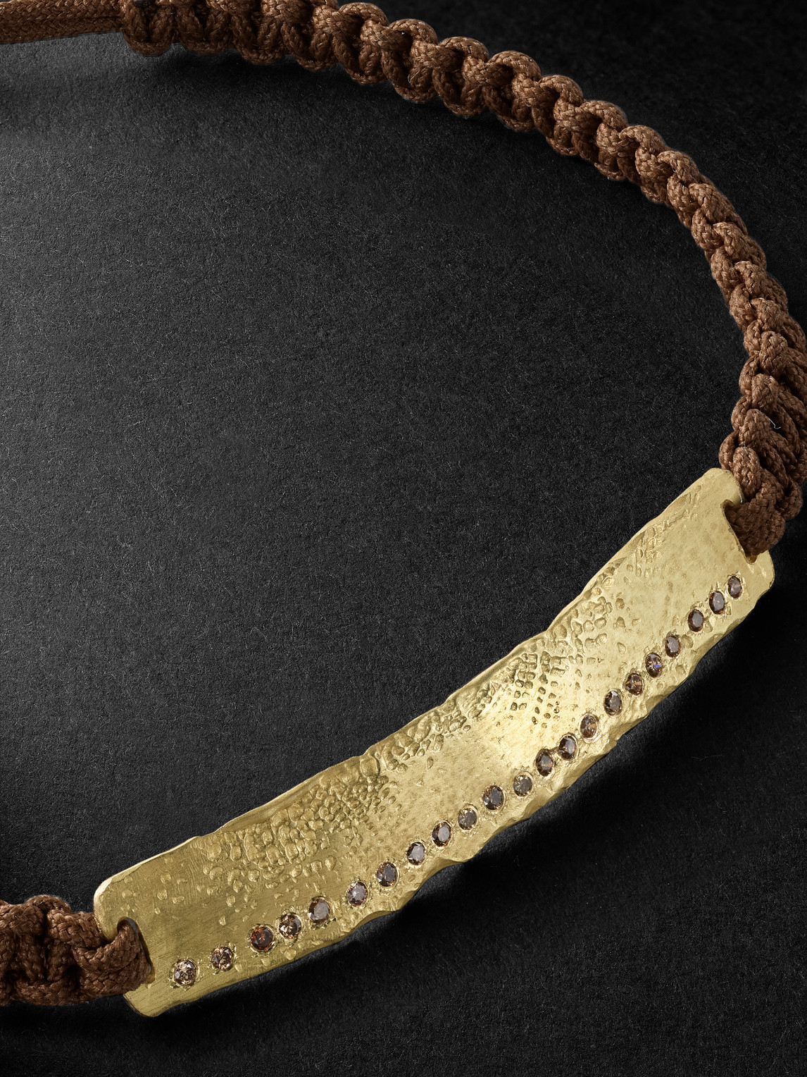 Shop Elhanati Mezuzah Gold, Cord And Diamond Bracelet In Brown