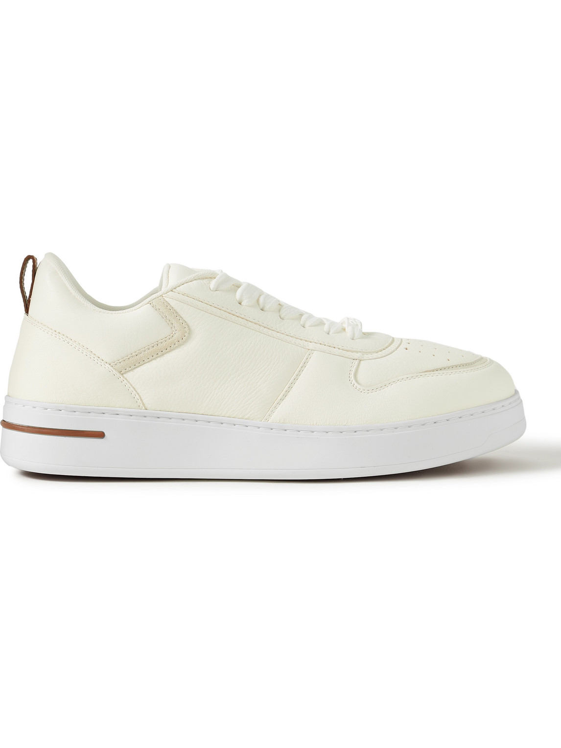 Shop Loro Piana Newport Walk 2.0 Suede-trimmed Leather Sneakers In White