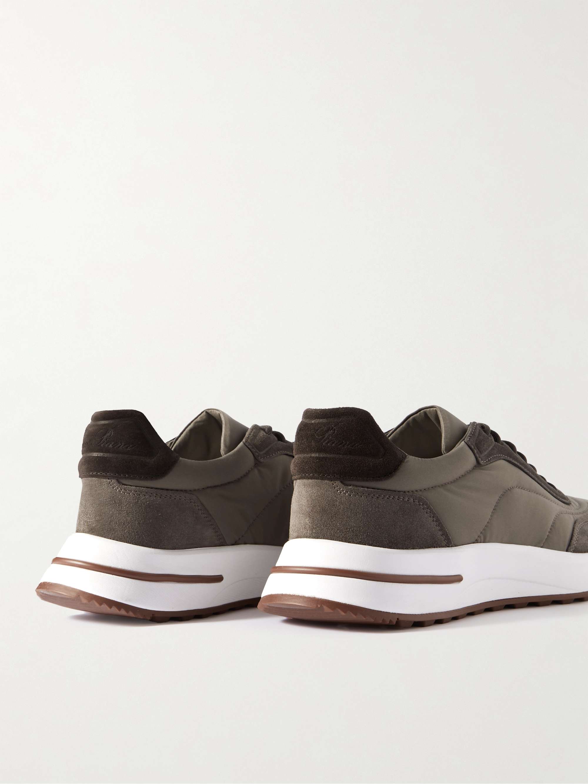 LORO PIANA Weekend Walk Suede-Trimmed Shell Sneakers