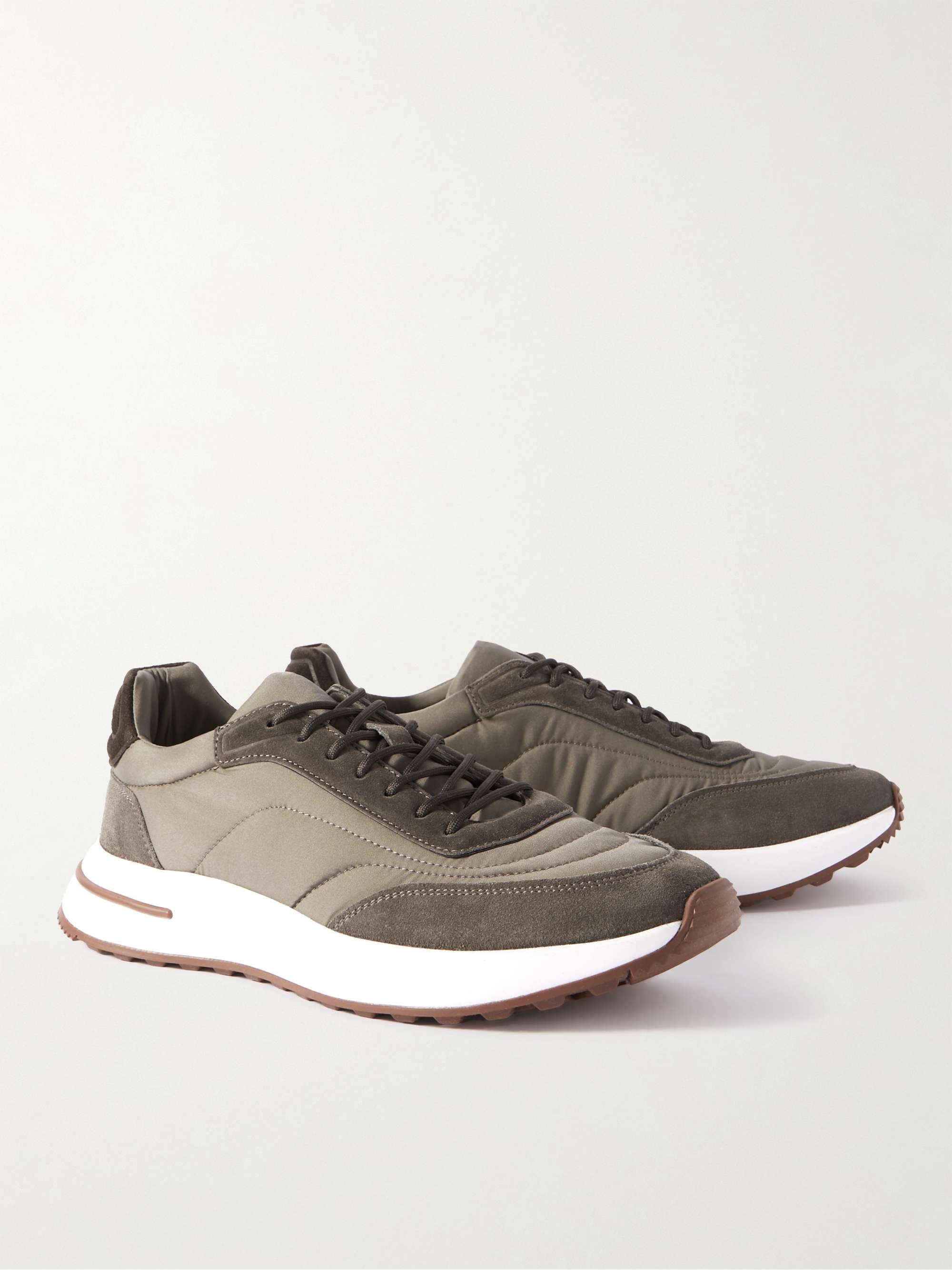 LORO PIANA Weekend Walk Suede-Trimmed Shell Sneakers