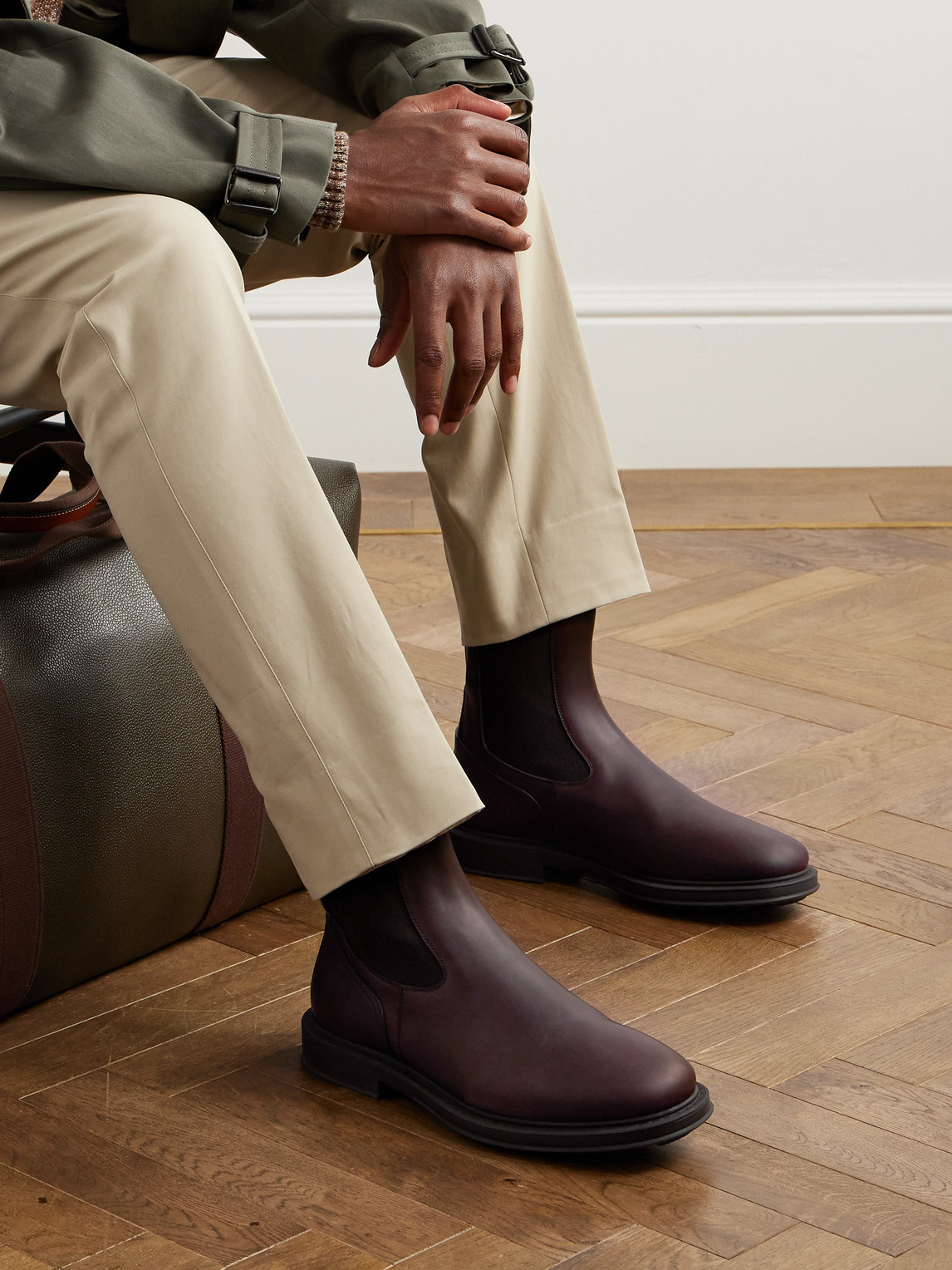 Shop Loro Piana Travis Leather Chelsea Boots In Brown