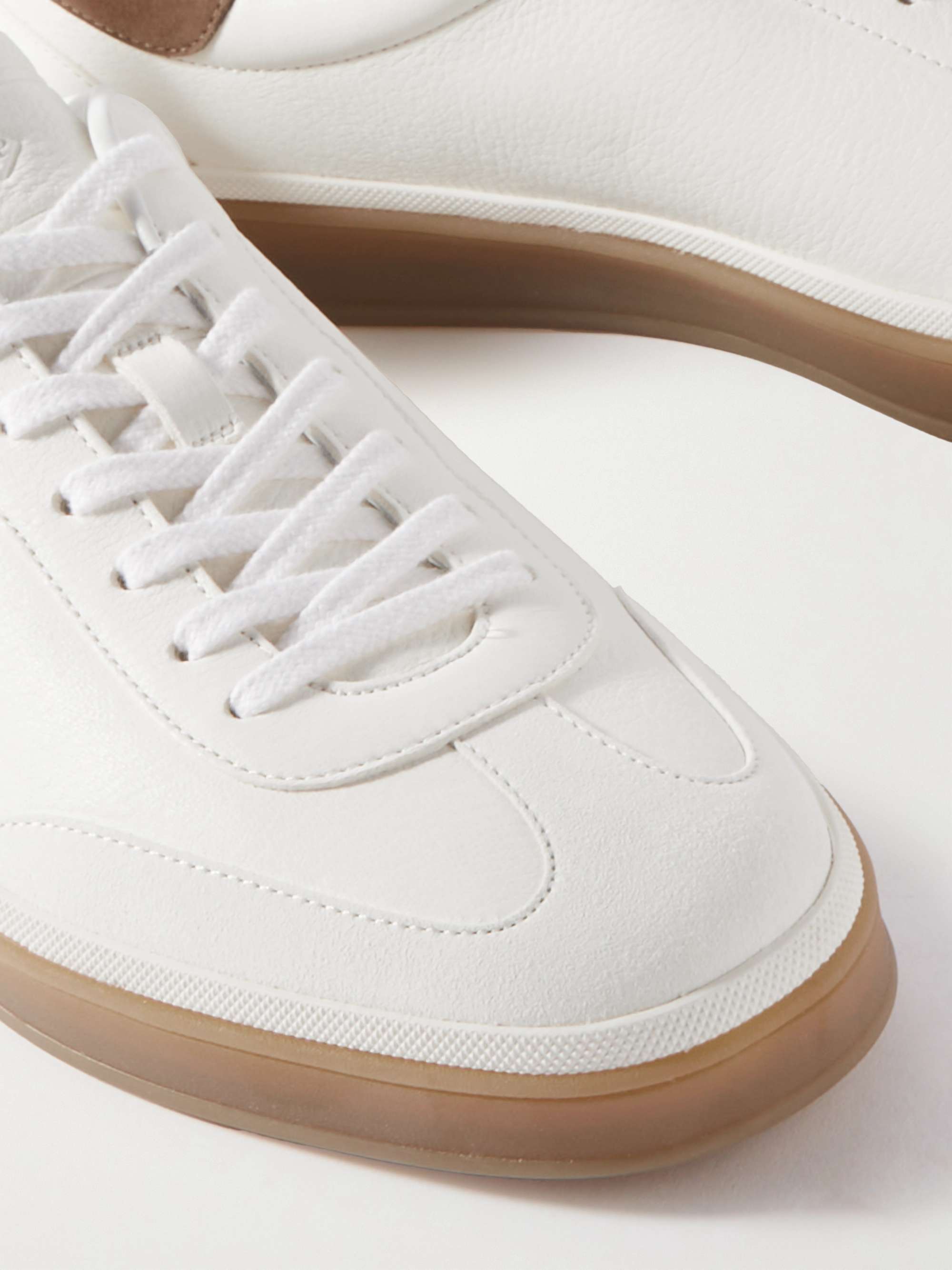 LORO PIANA Tennis Walk Suede-Trimmed Leather Sneakers for Men | MR PORTER