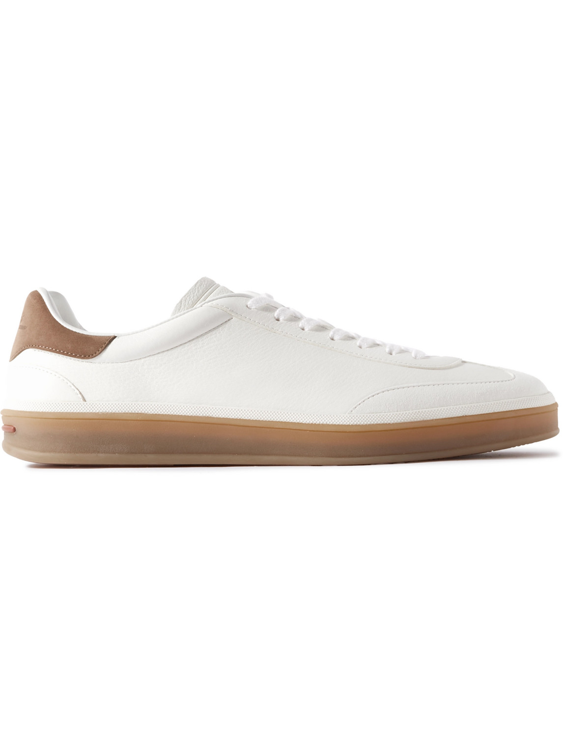 Loro Piana Tennis Walk Suede-trimmed Leather Sneakers In White