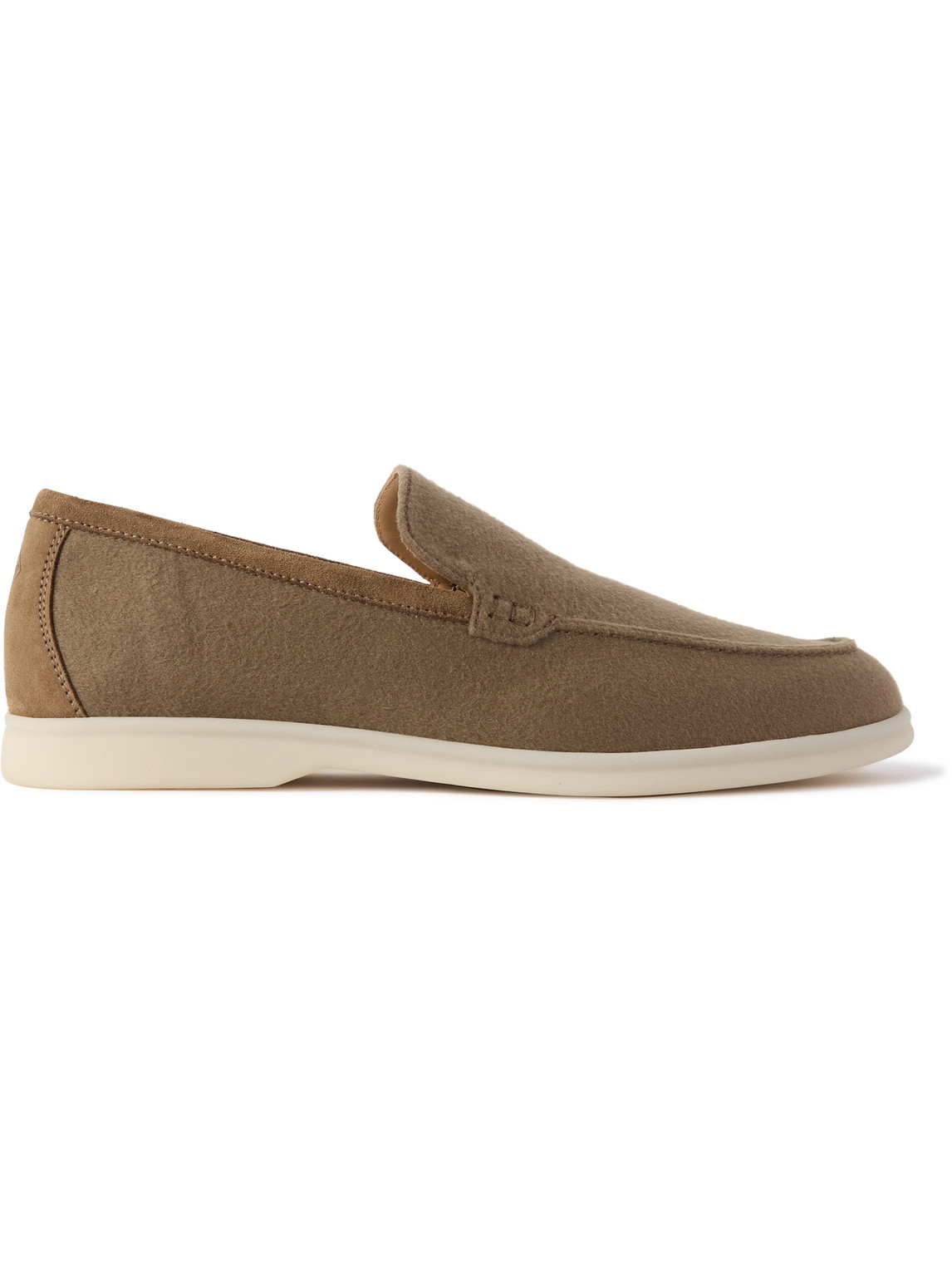 Loro Piana Summer Walk Suede-trimmed Storm System® Cashmere Loafers In Brown