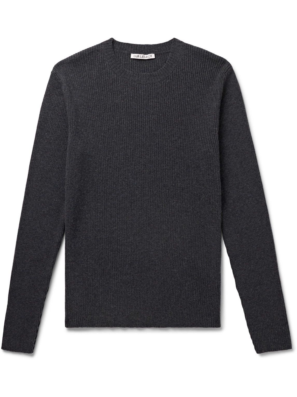 Our Legacy Slim-fit Ribbed Merino Wool Sweater In Black